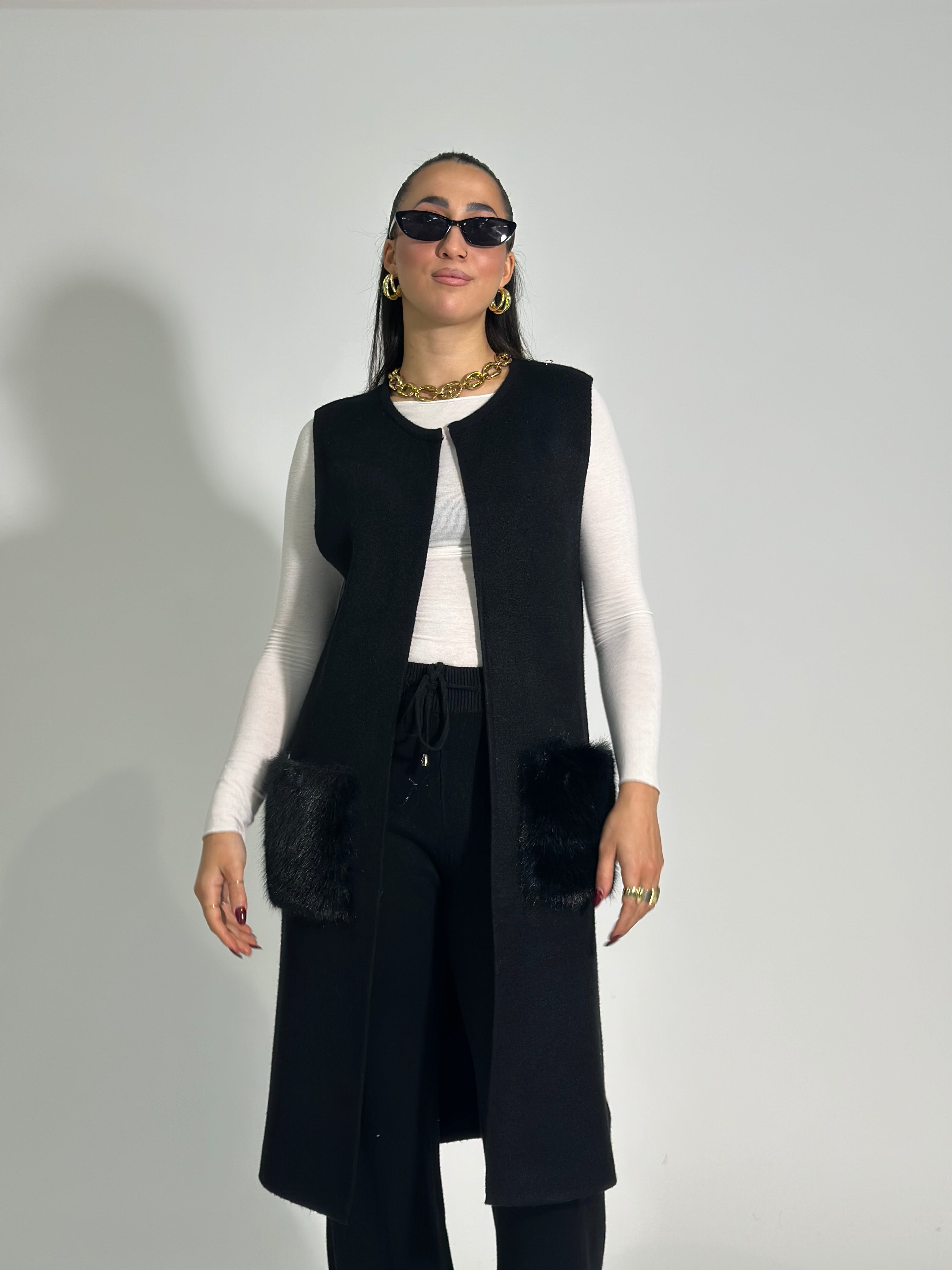 Gilet tasche C689 NERO