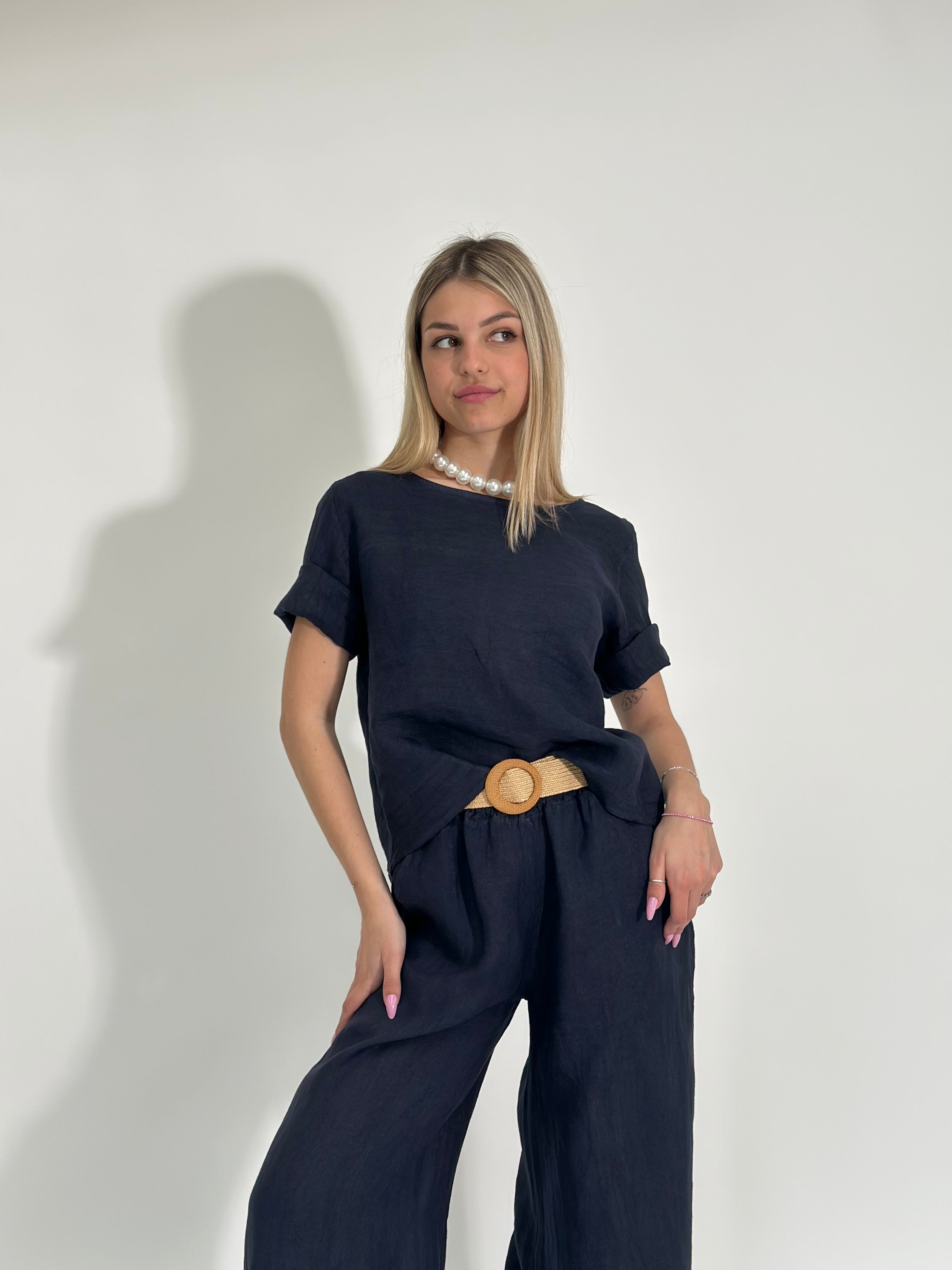 Camicia lino 2351 BLU