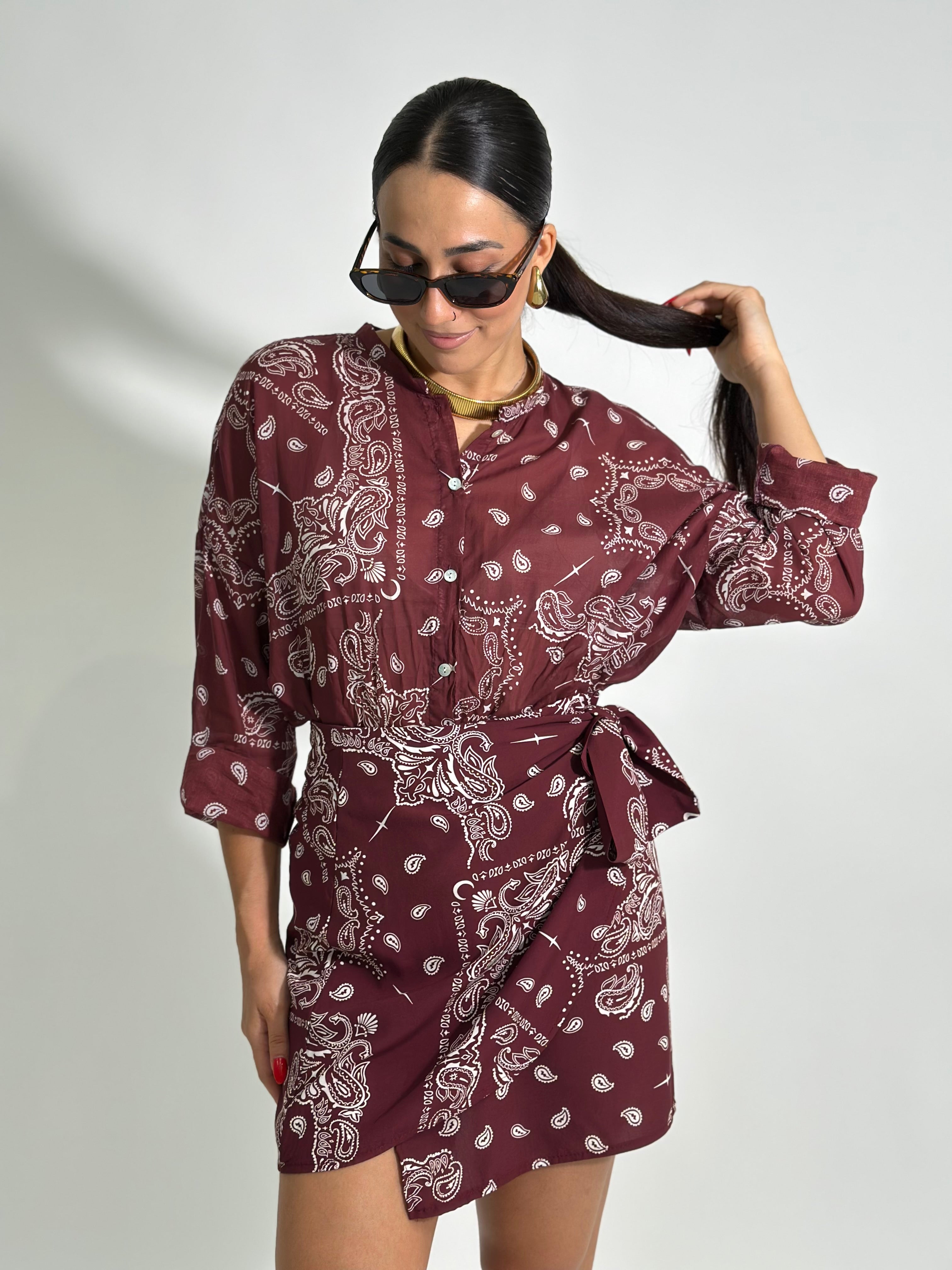 Gonna pareo corta bandana 26271 BURGUNDY