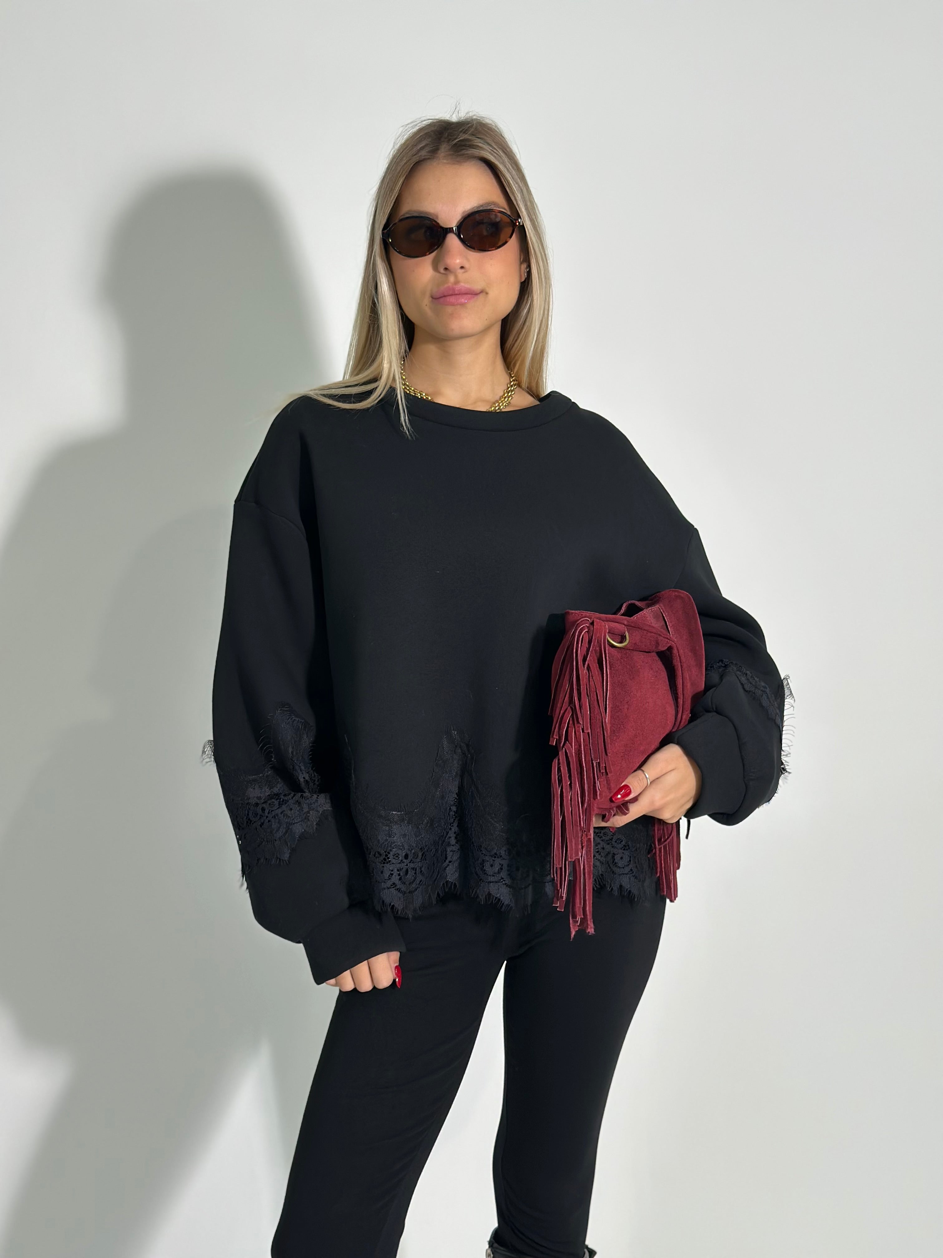 Felpa pizzo 9713 NERO