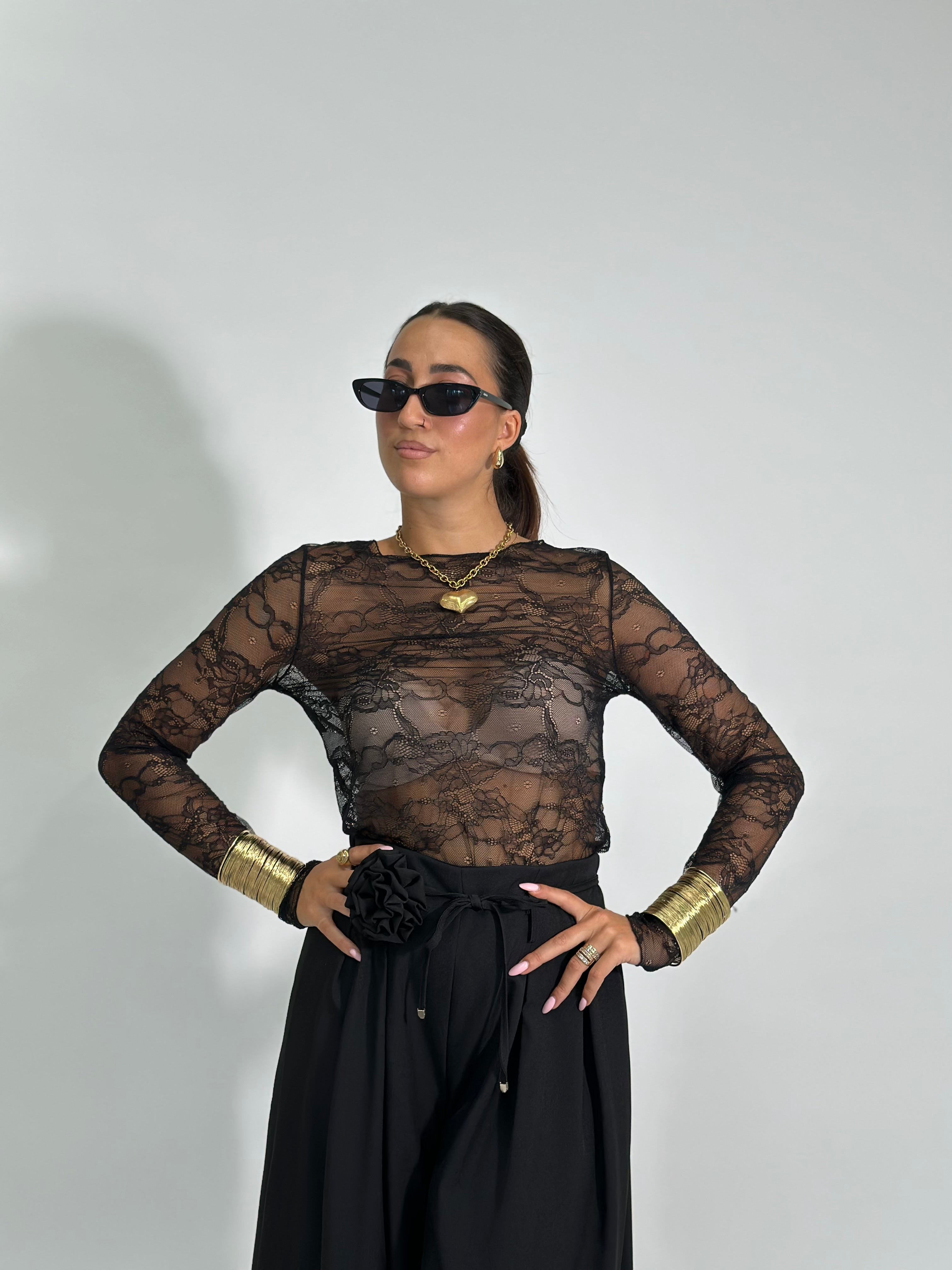 Maglia pizzo 27524 NERO