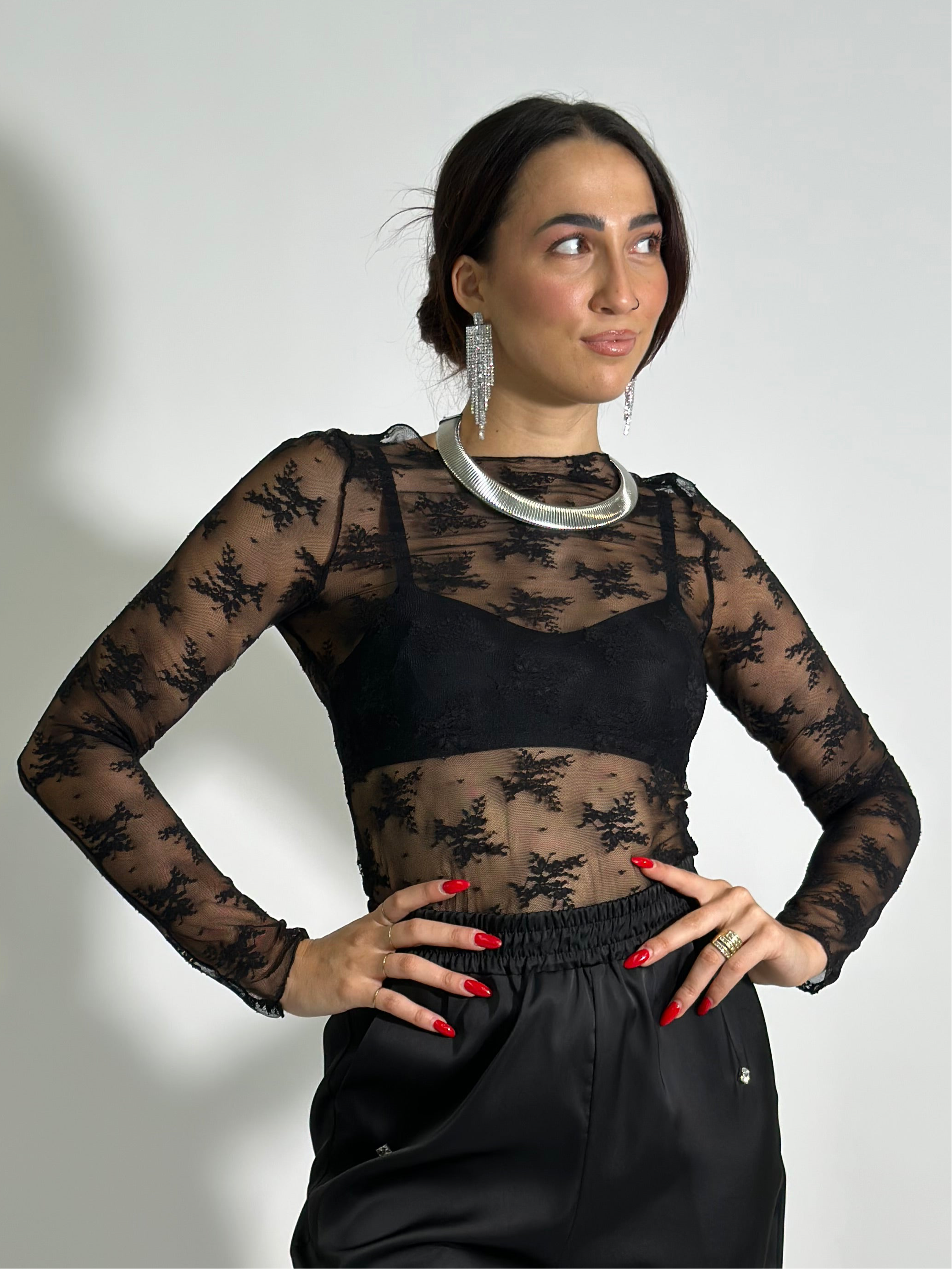Maglia pizzo 27543 NERO