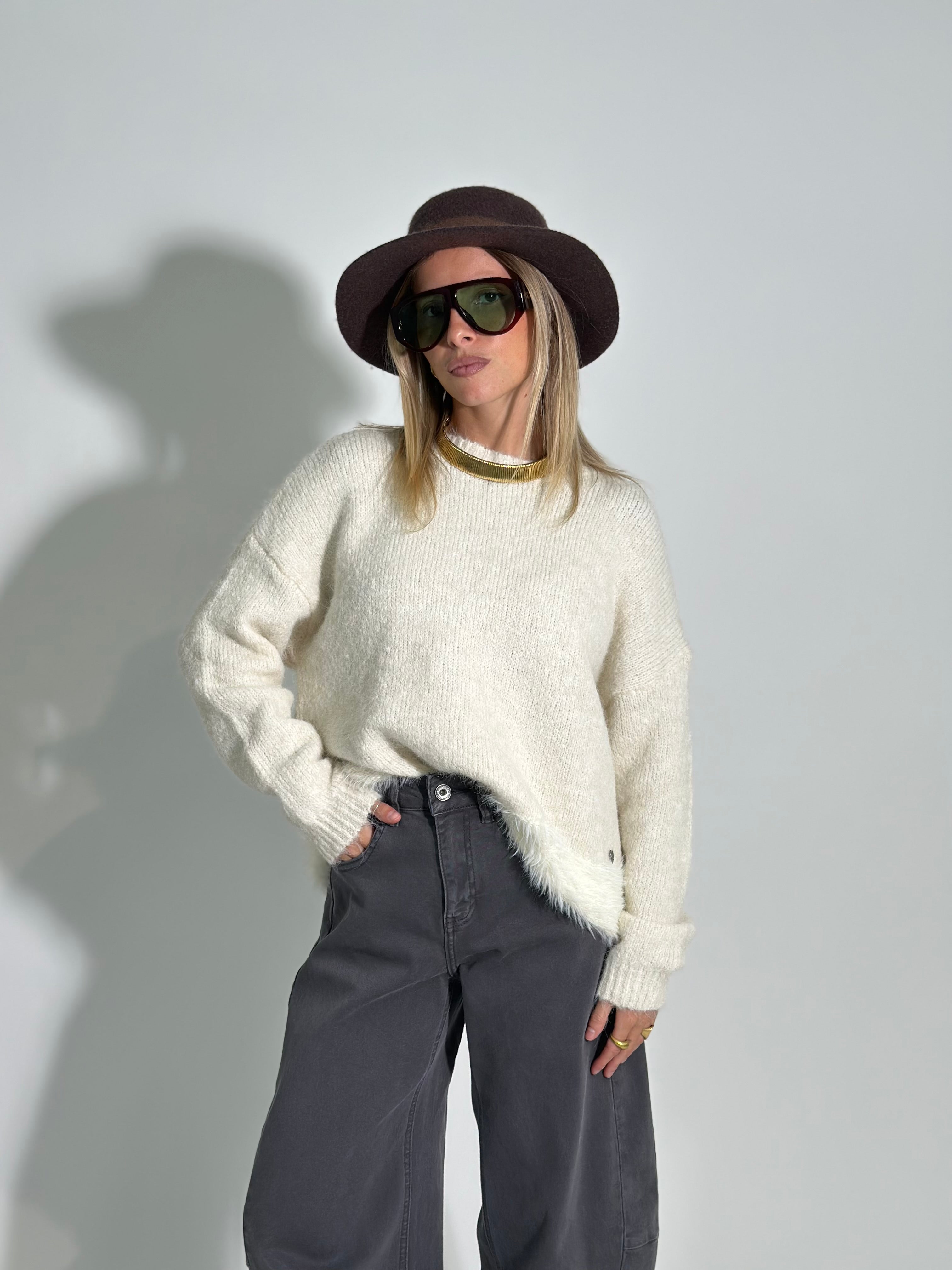 Maglia mohair J28133 PANNA