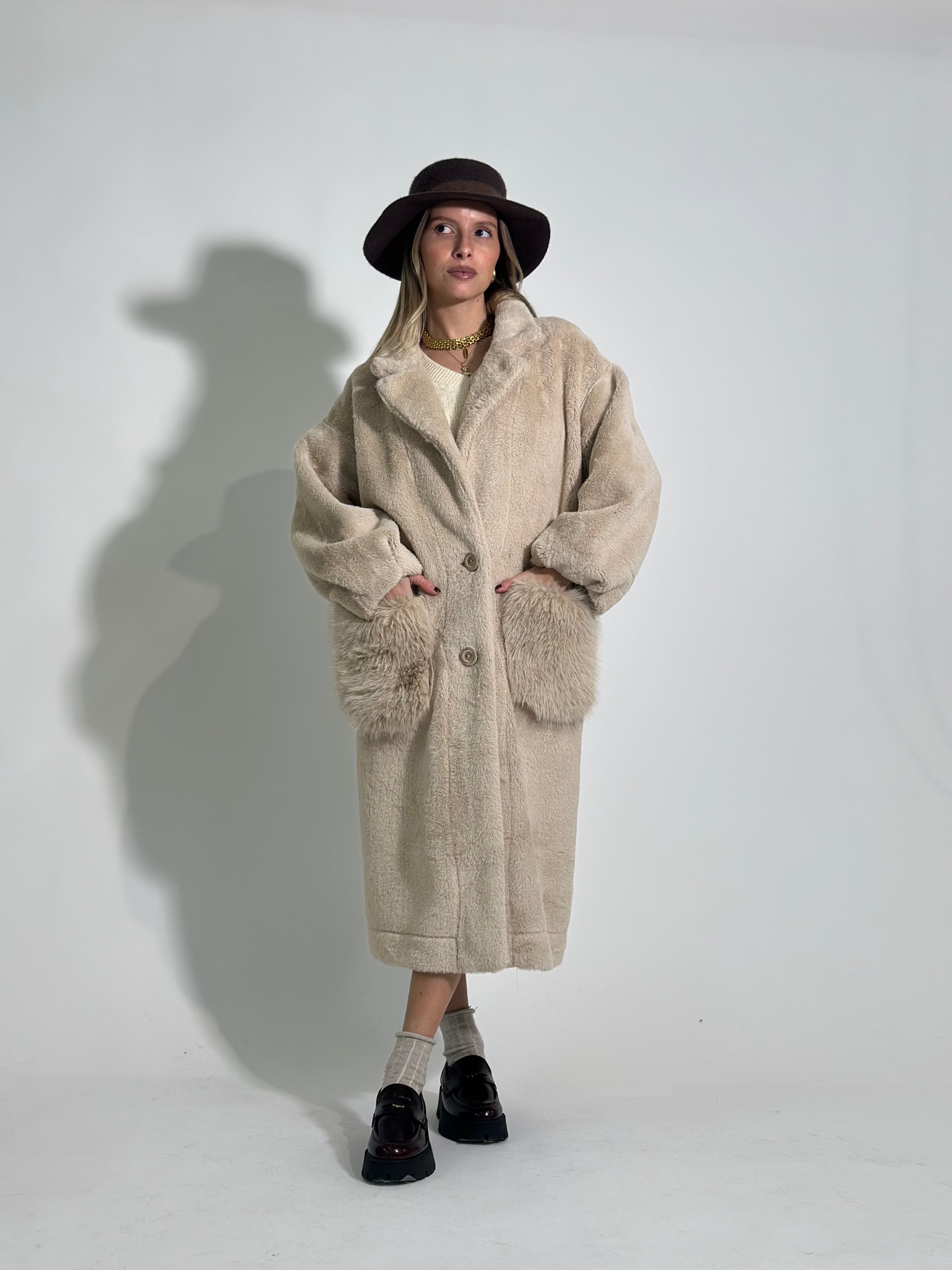Cappotto fluffy 23028 BEIGE