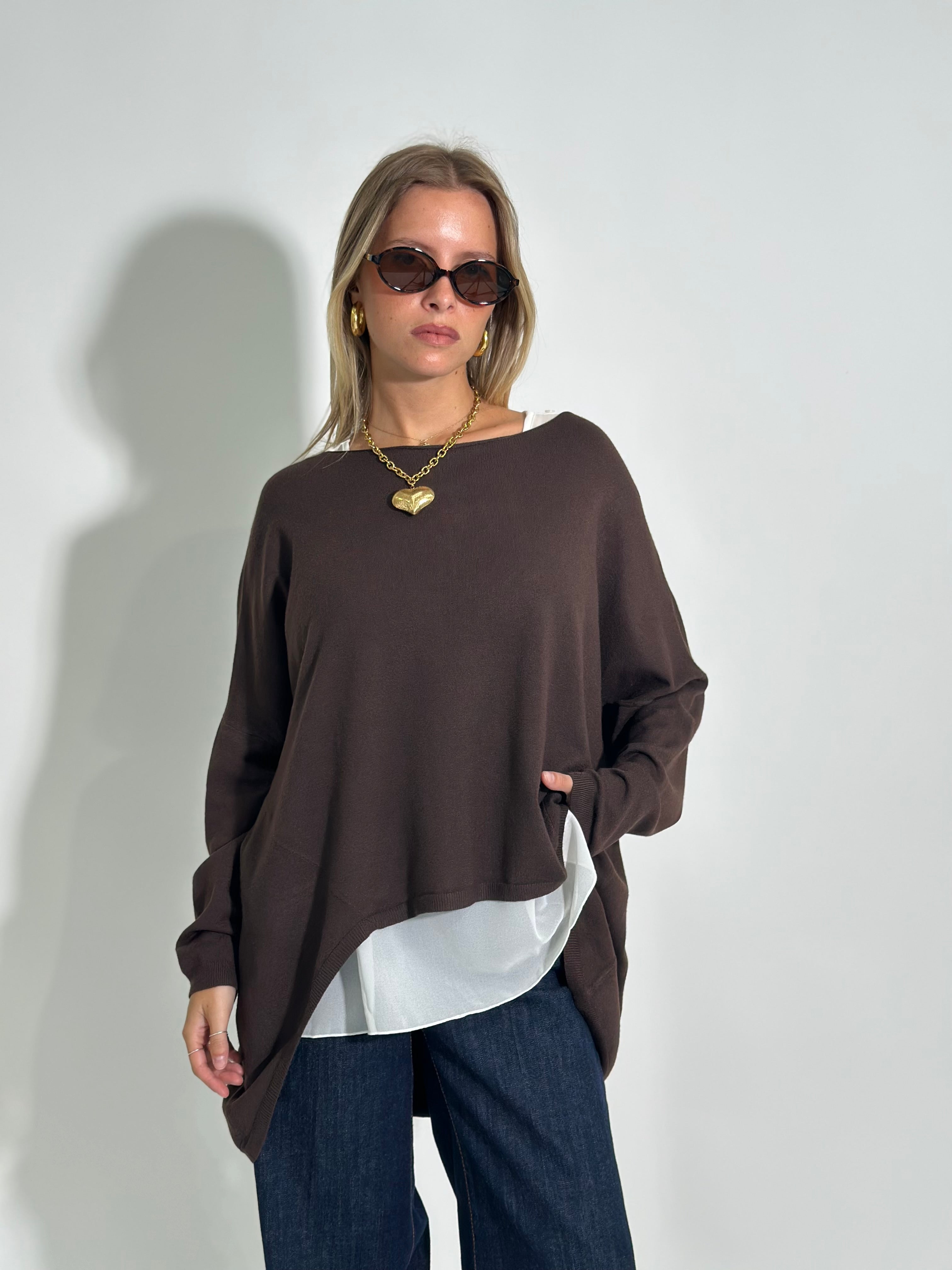 Maglia twin set M1101 MARRONE