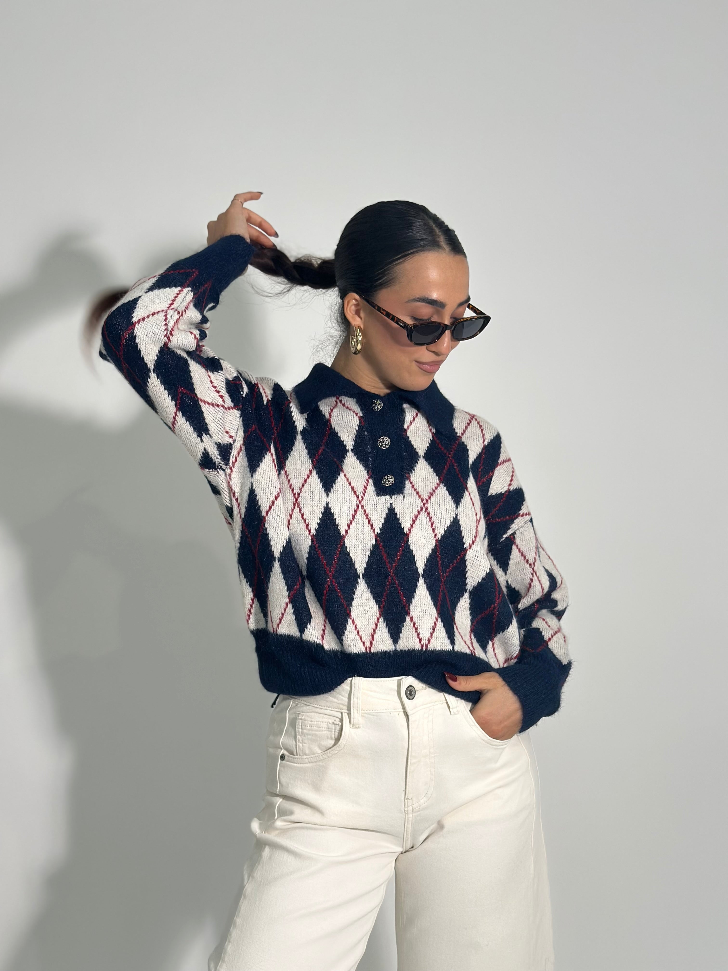 Maglia polo rombi 4872525 BLU