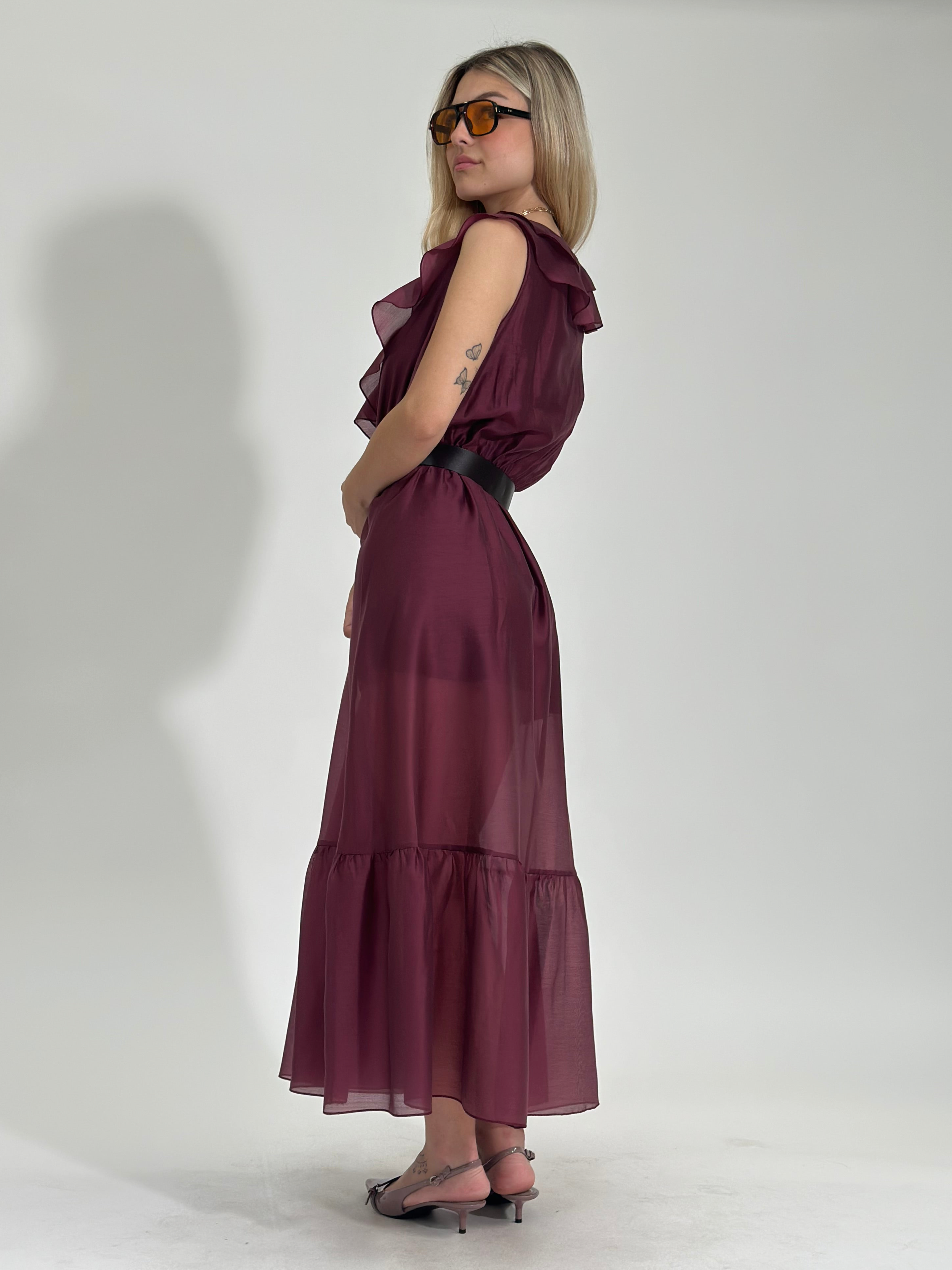 Abito tencel 27368 BORDO'