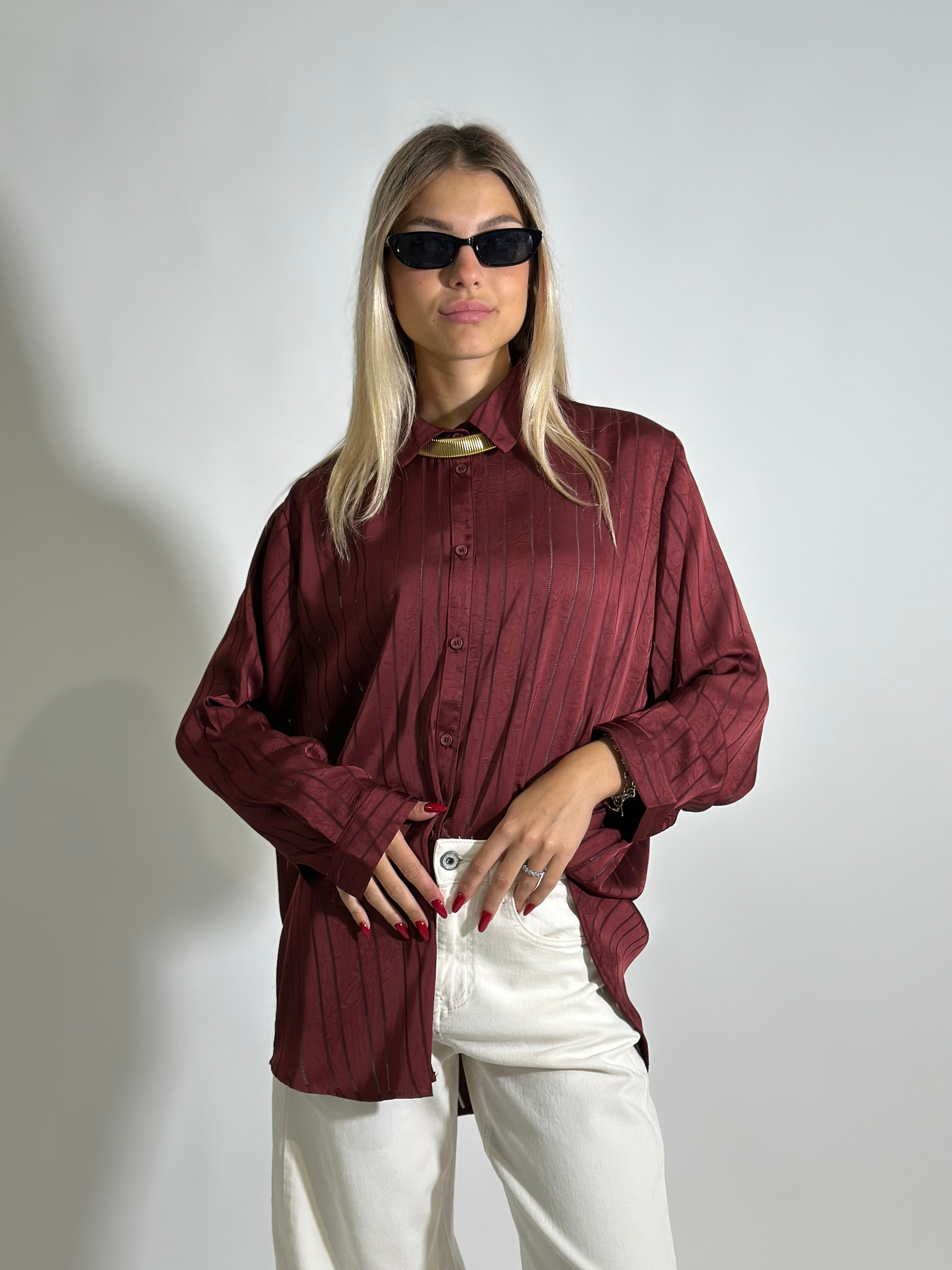 Camicia satin ottoman 2584 BURGUNDY