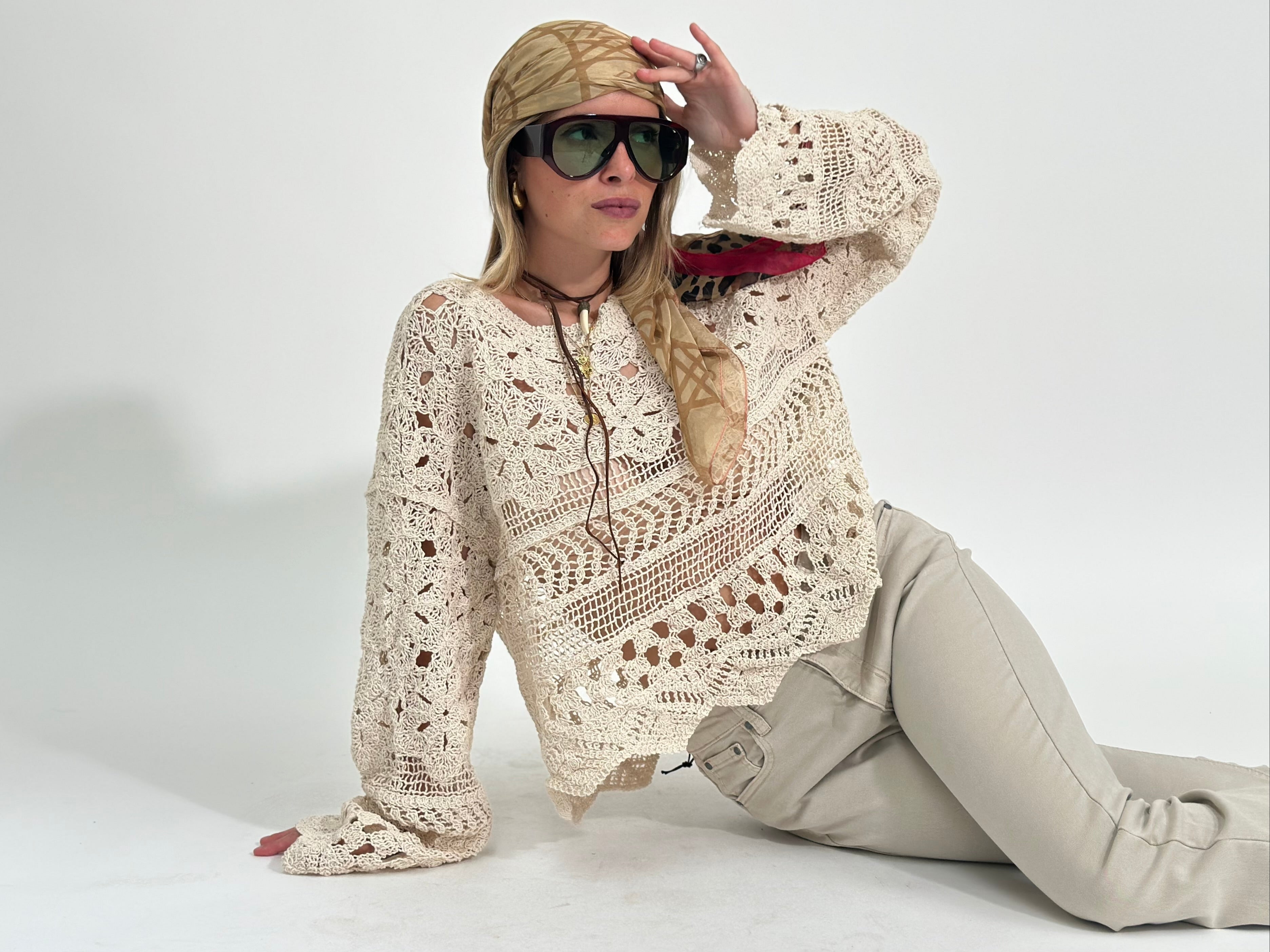 Maglia crochet ZS28087 BEIGE