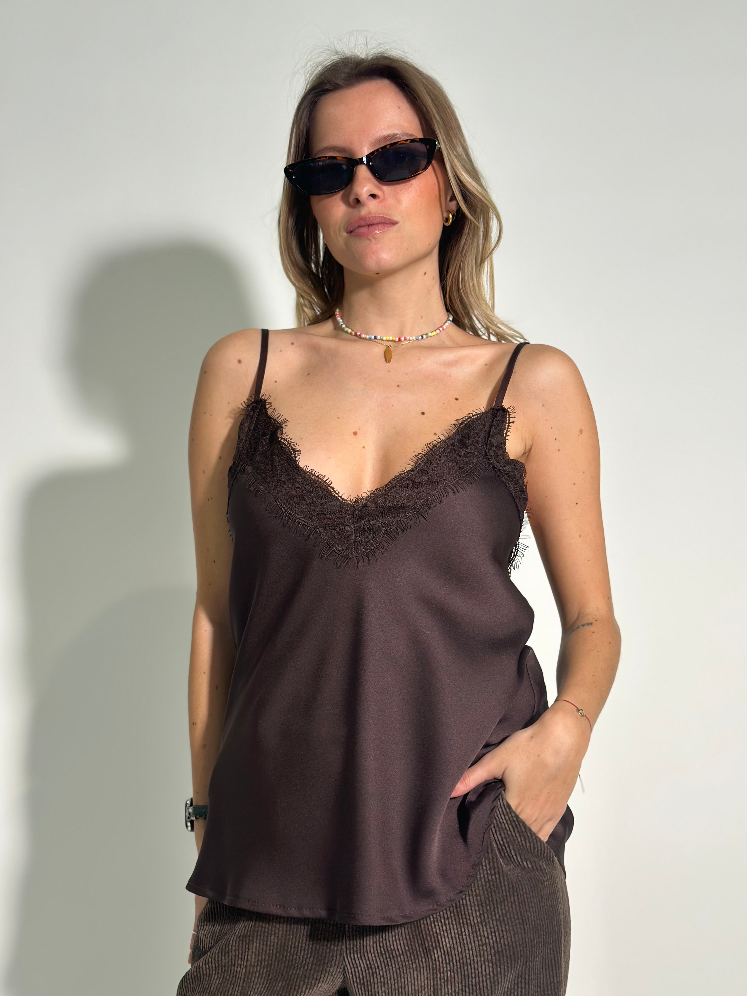 Top satin pizzo 3352