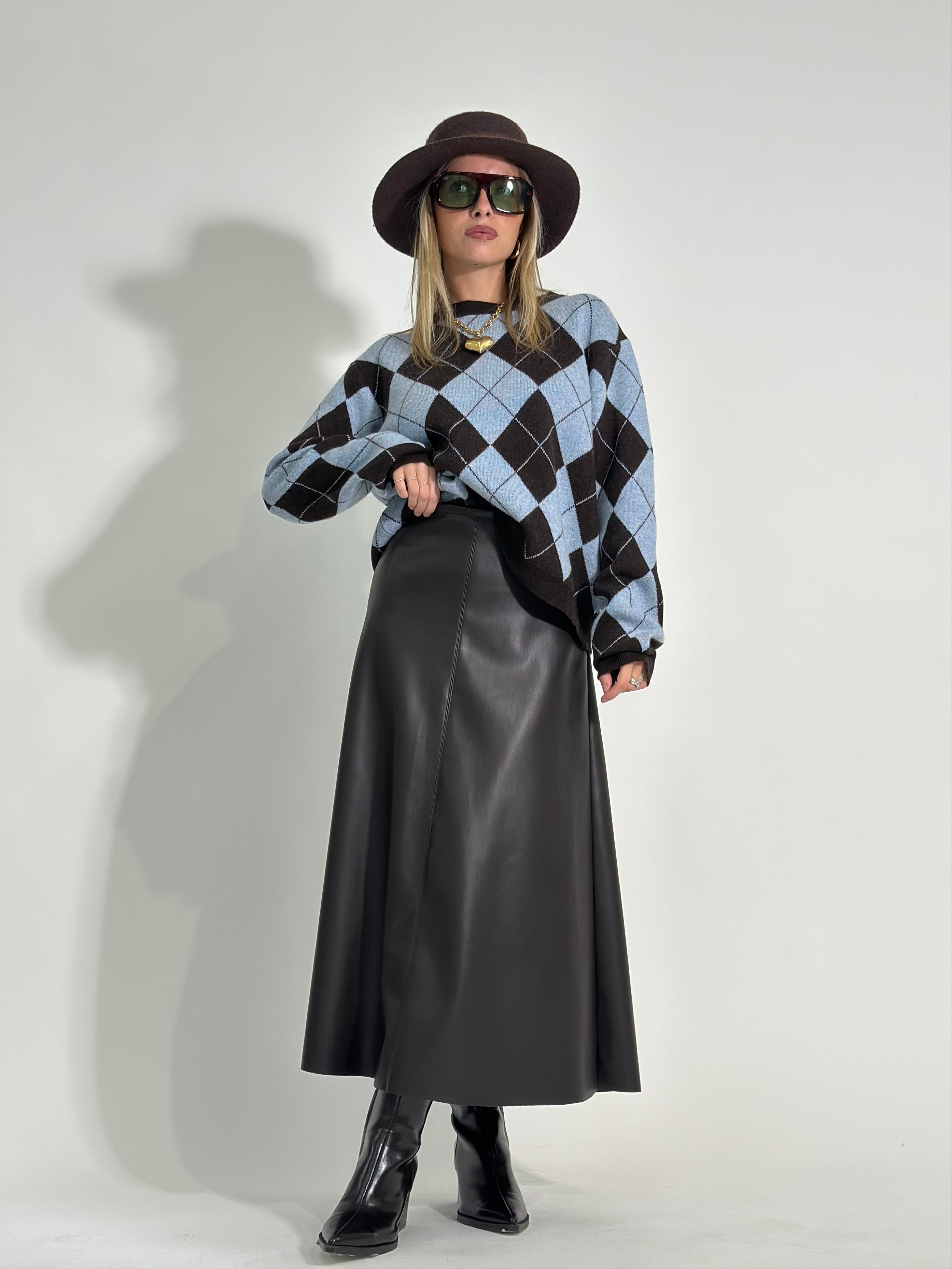 Gonna ecopelle 8066 MORO