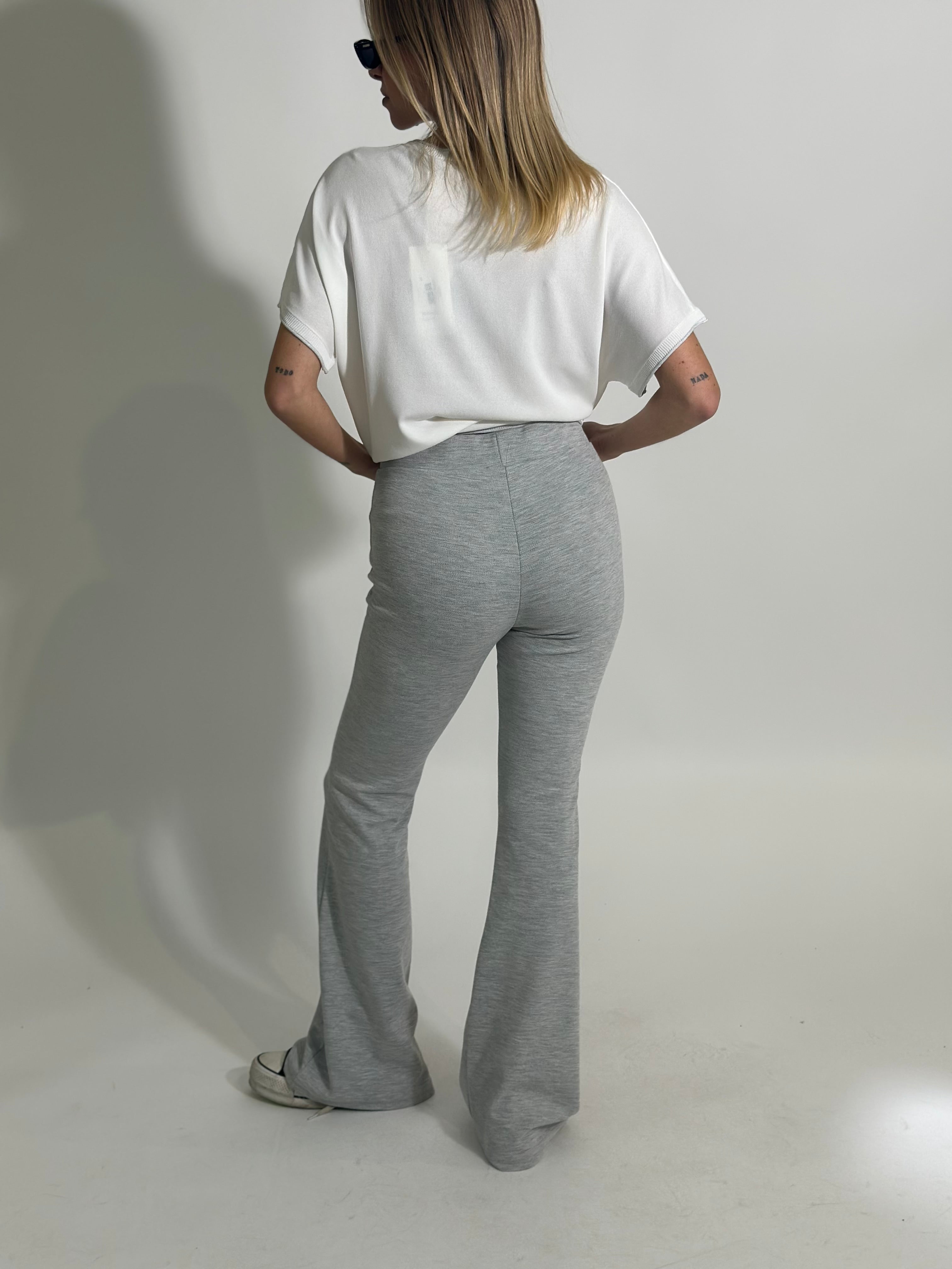 Pantalone flare nido d'ape 51162 GRIGIO