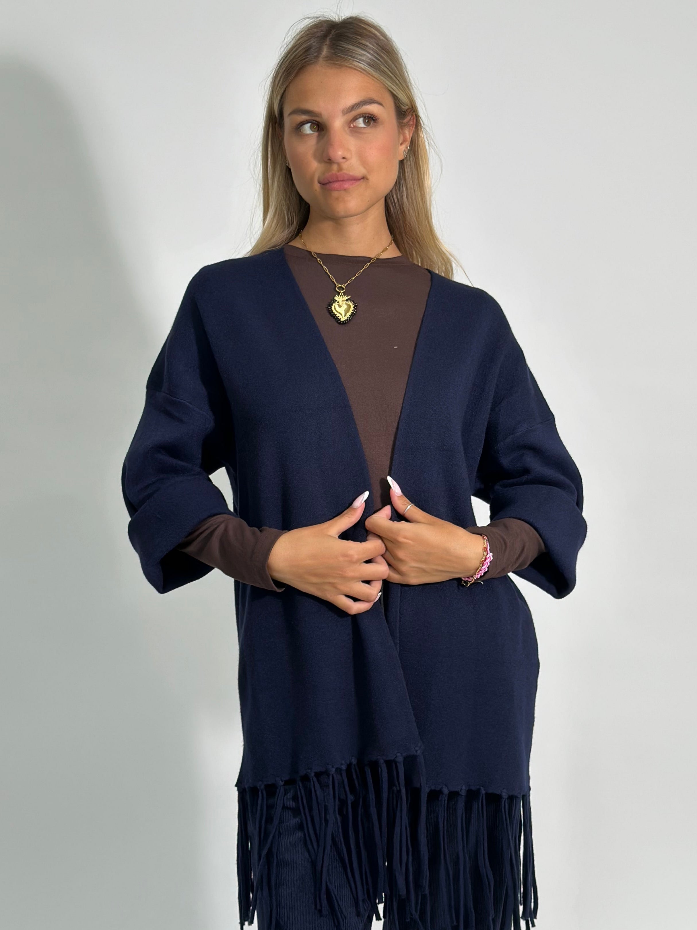 Cardigan frange DL7296 BLU