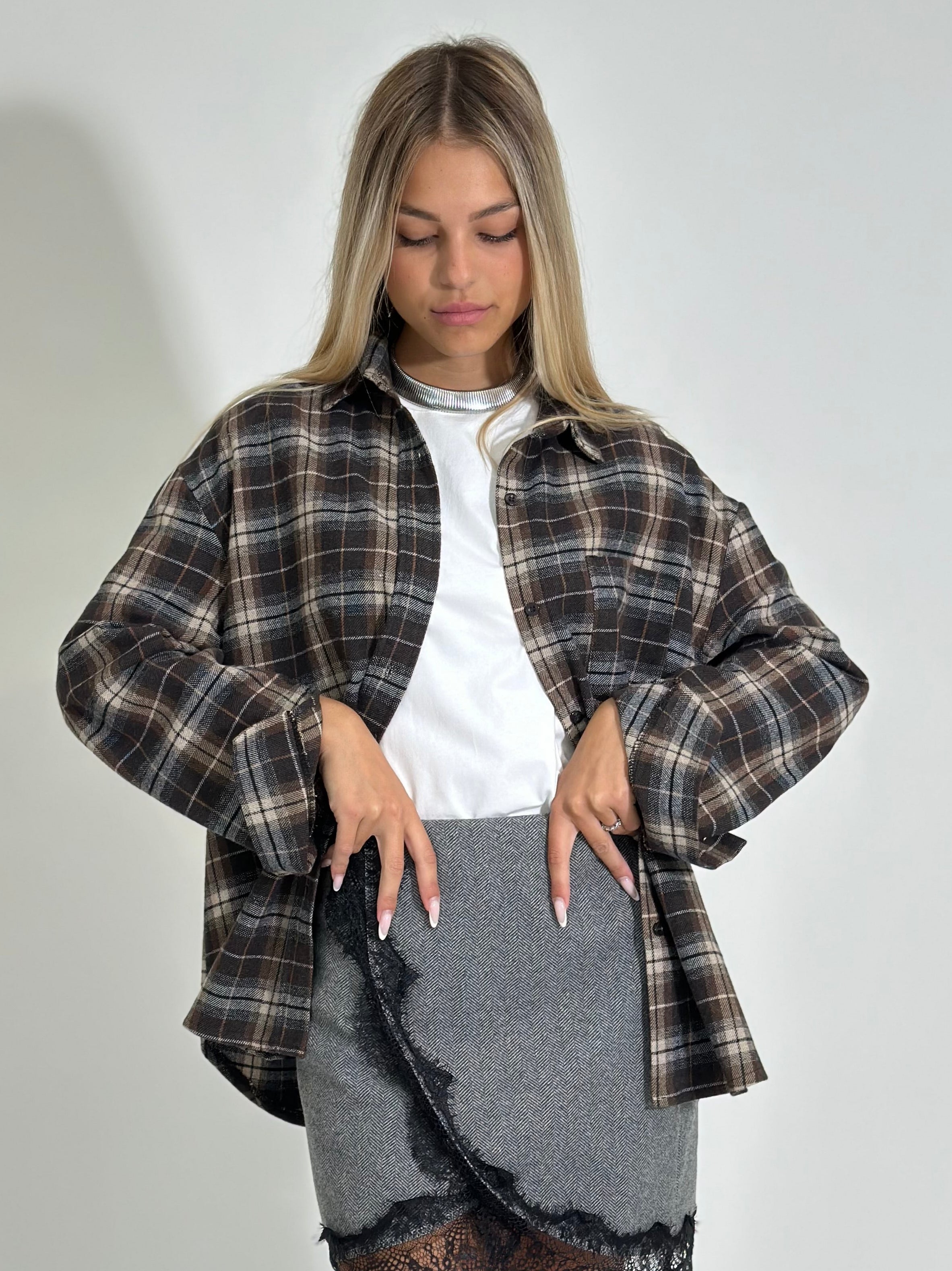 Camicia check 25864 MORO