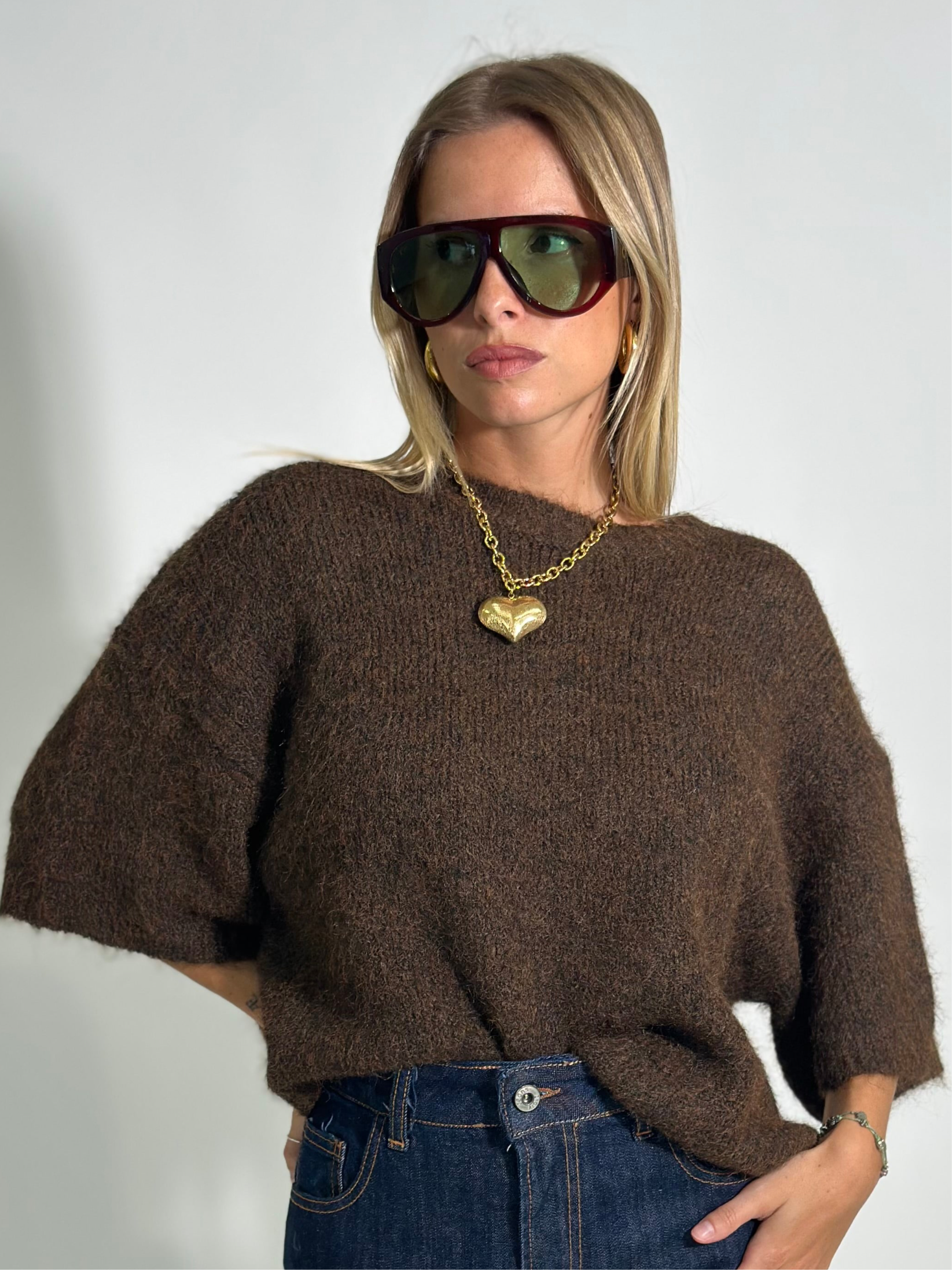 Maglia mohair 28168 MARRONE