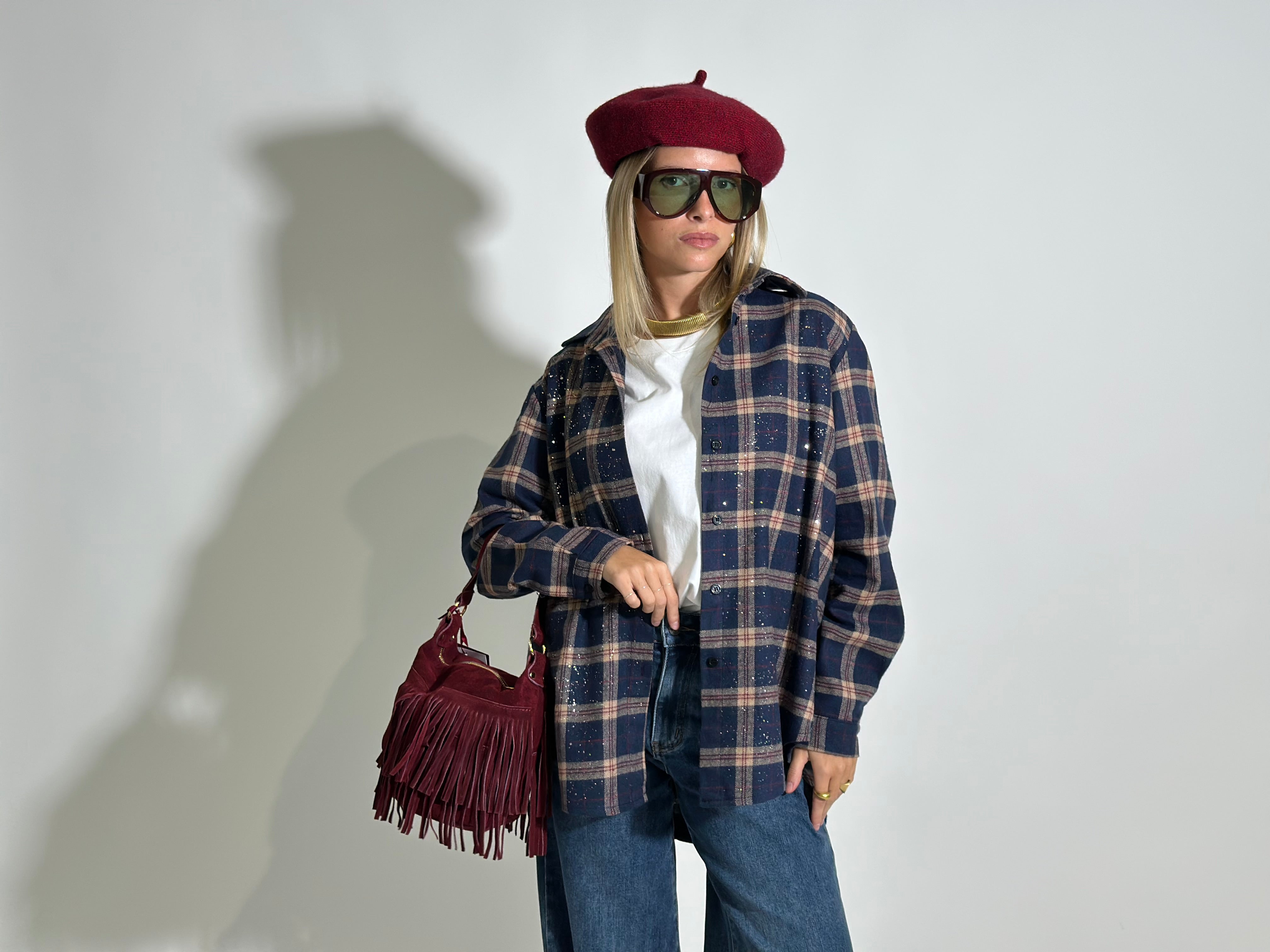 Camicia quadri strass A35