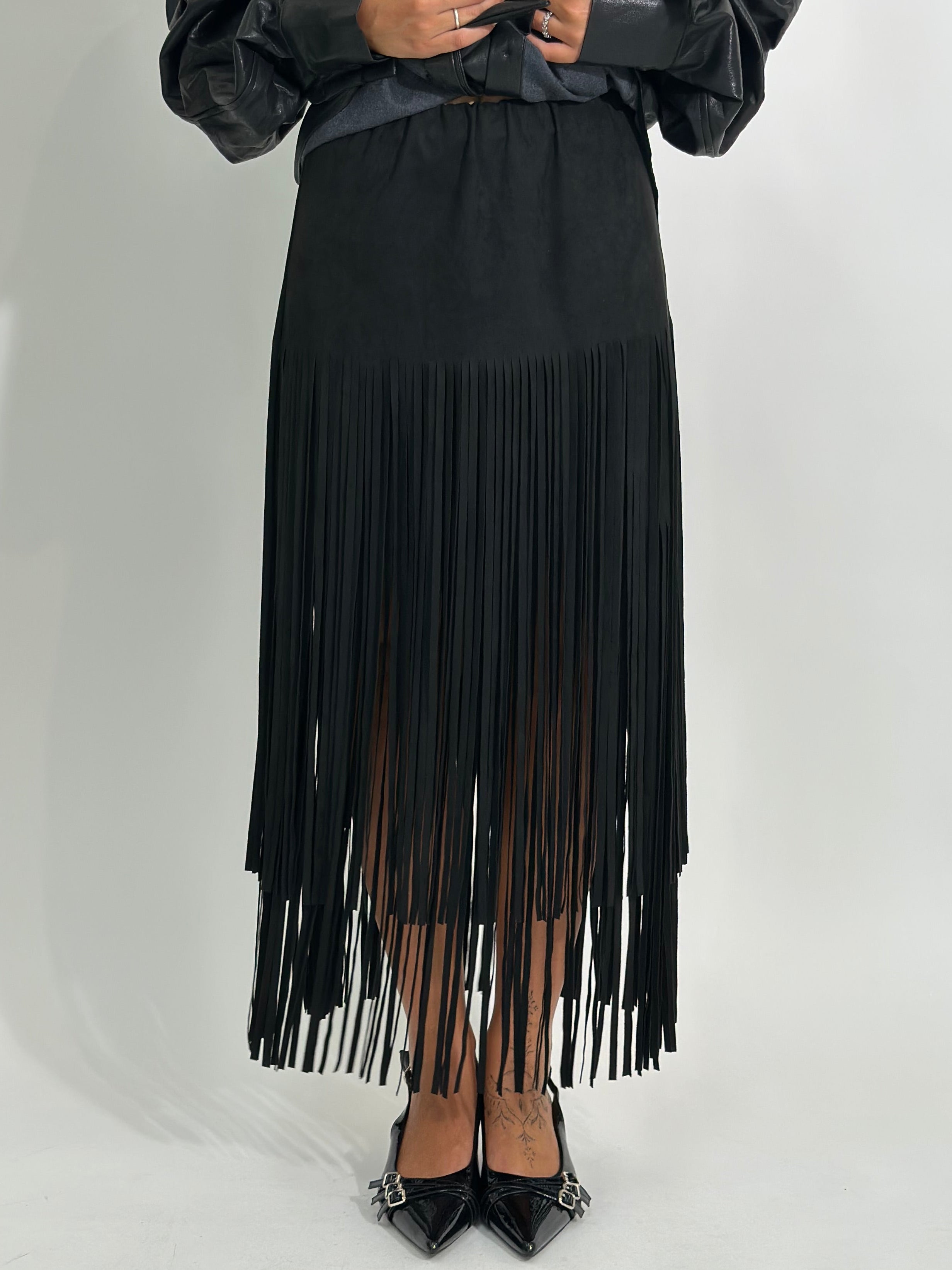 Gonna frange suede 5307 NERO