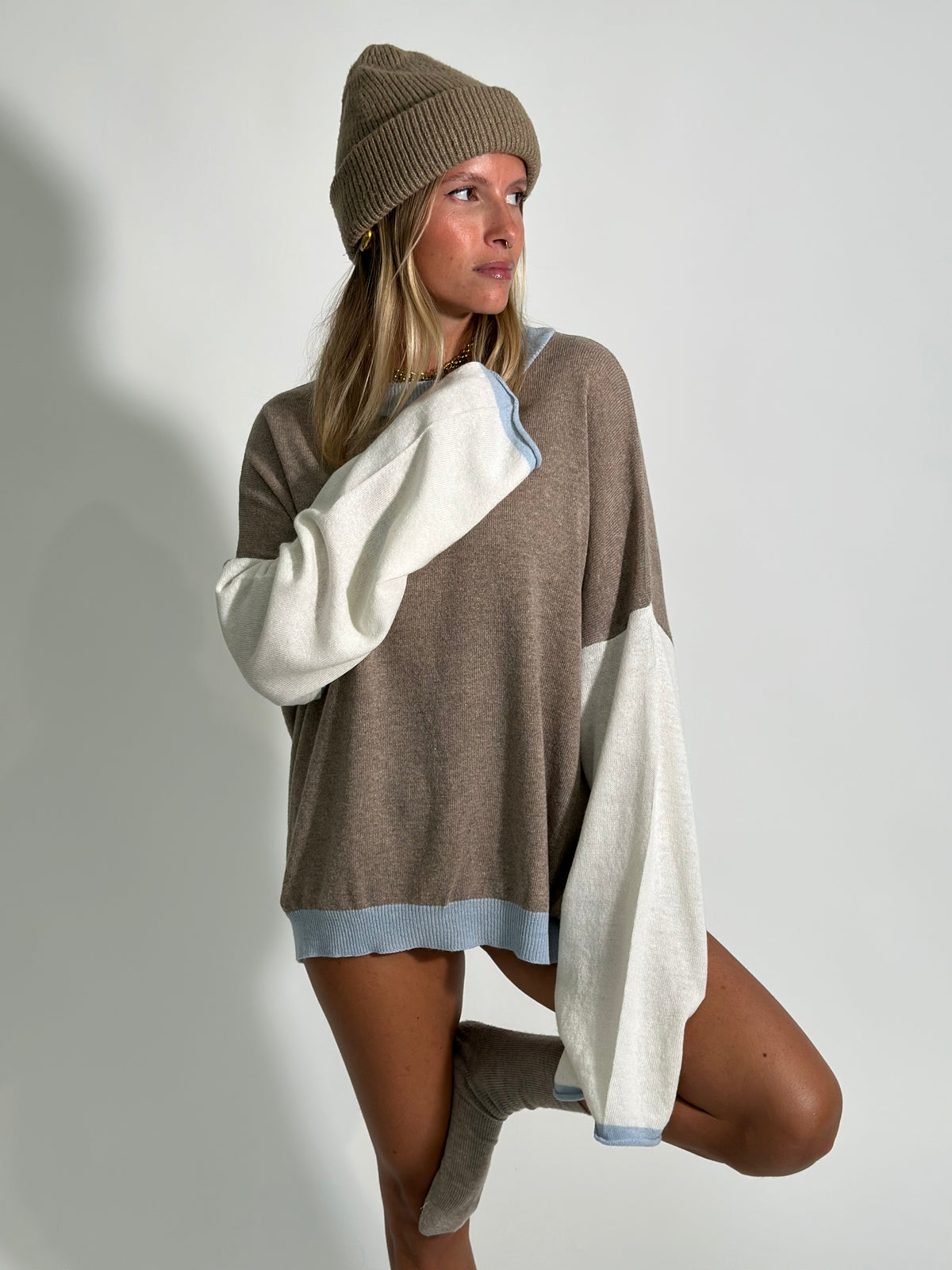 Cashmere blend tricolore 16091 ECRU'