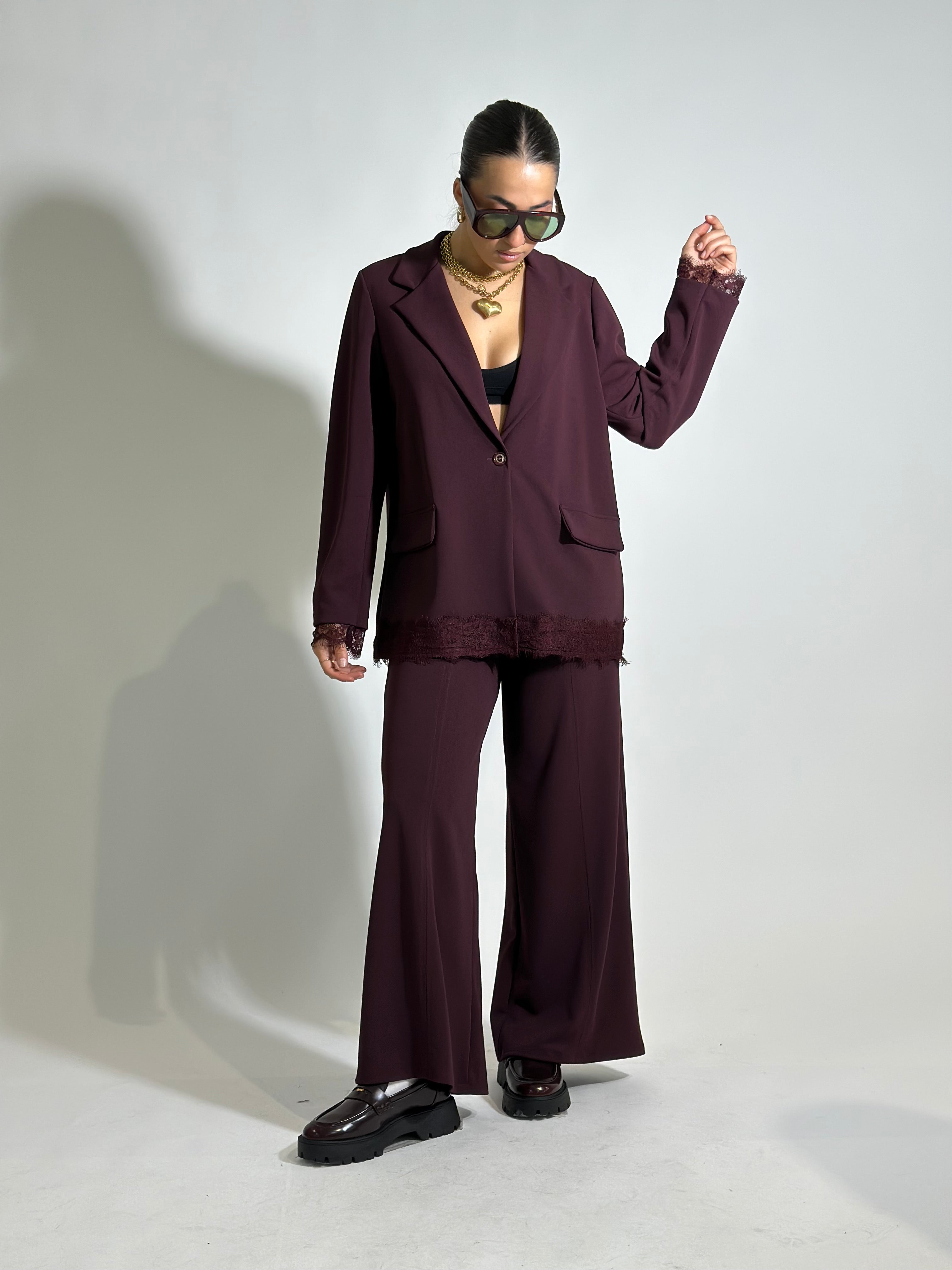 Completo crep pizzo 5579 BURGUNDY