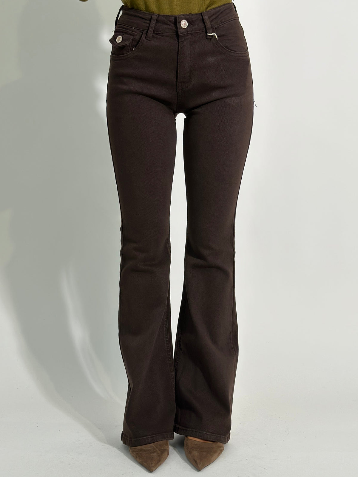 Jeans flare H3903 COFFE