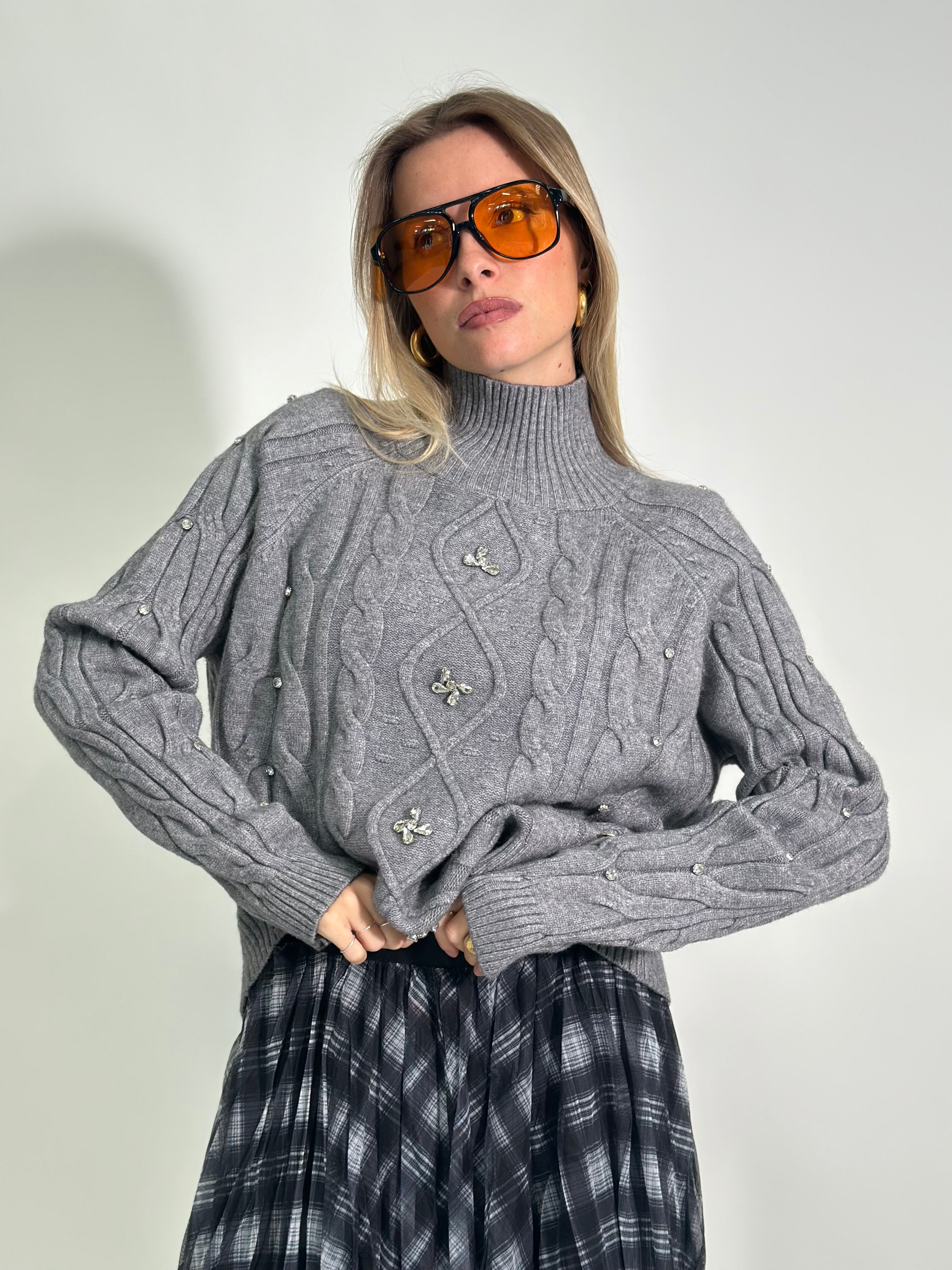 Maglia strass J28080 GRIGIO