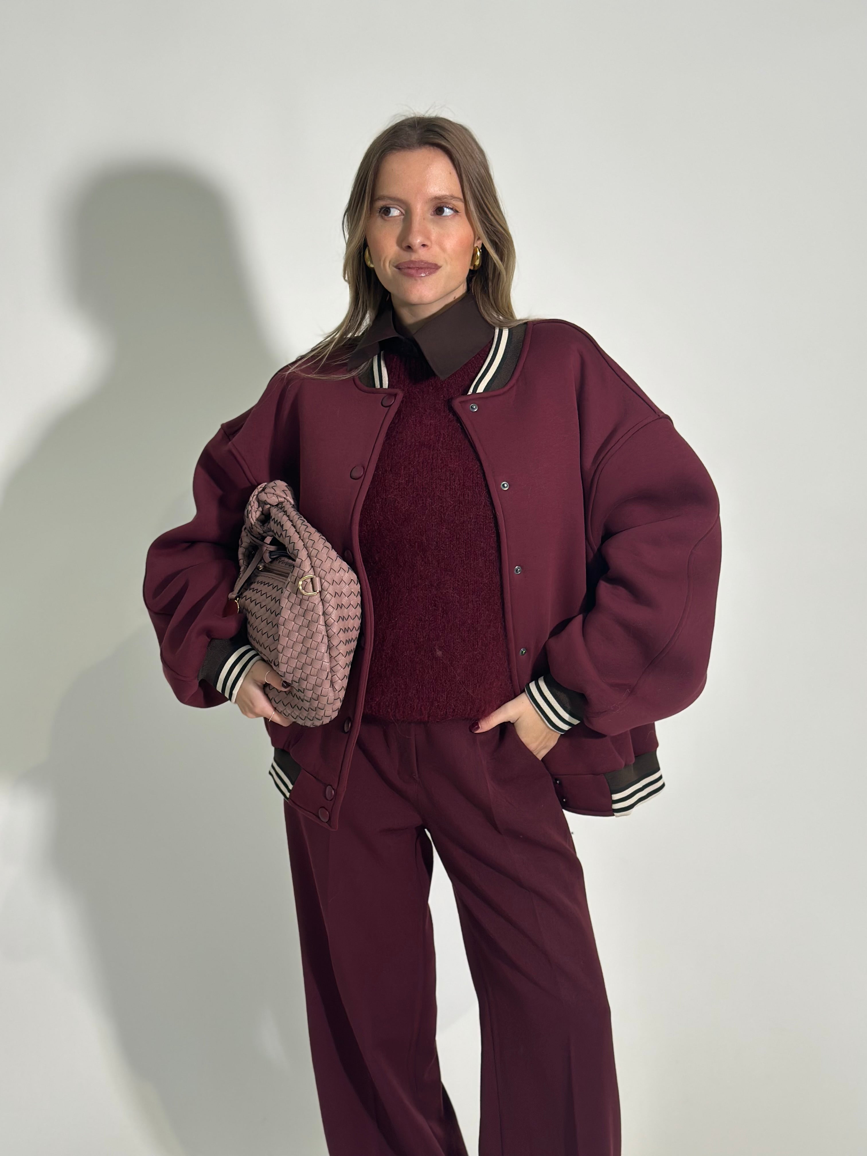 Giacca bomber felpata 3843 BURGUNDY