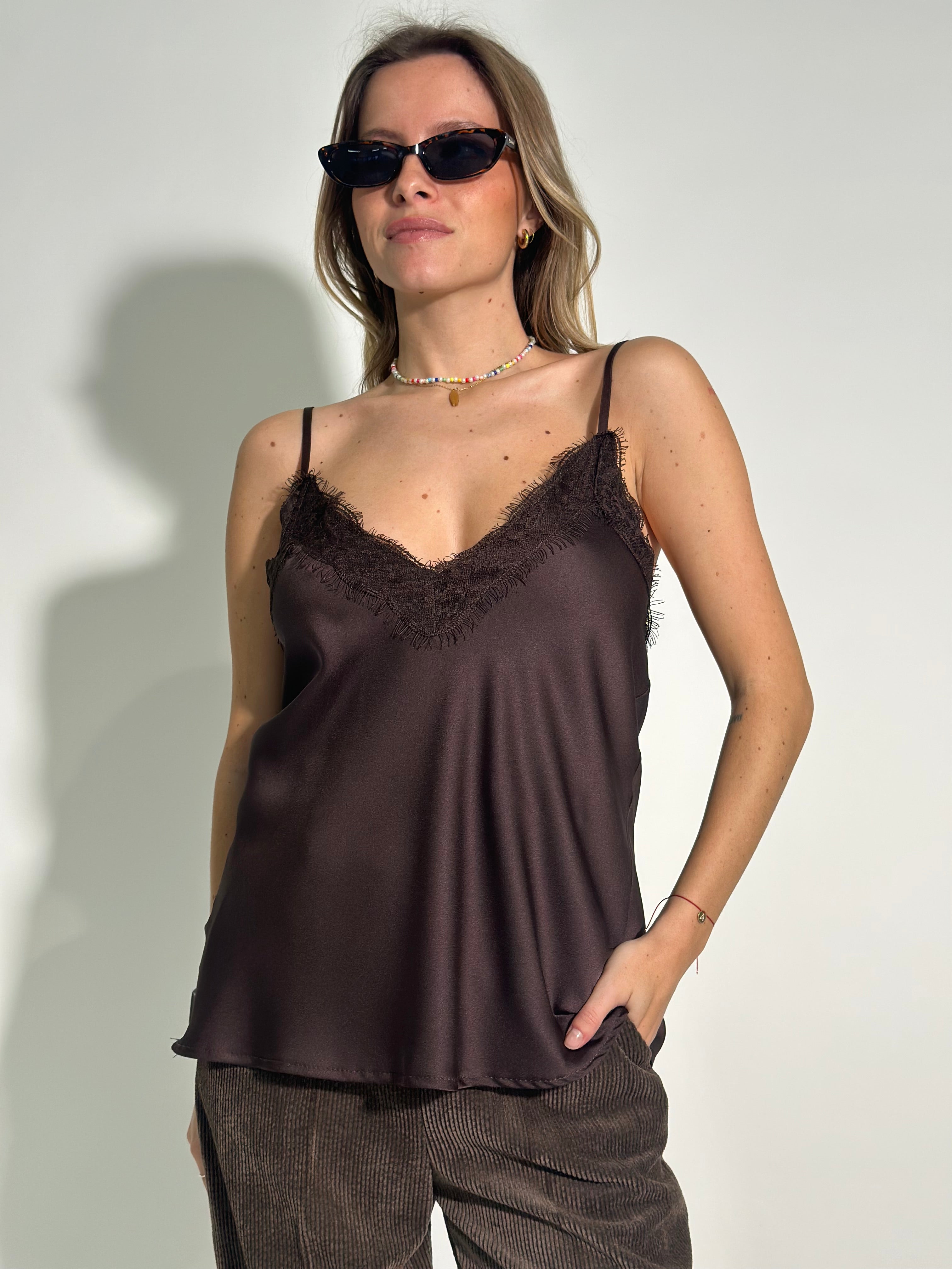 Top satin pizzo 3352