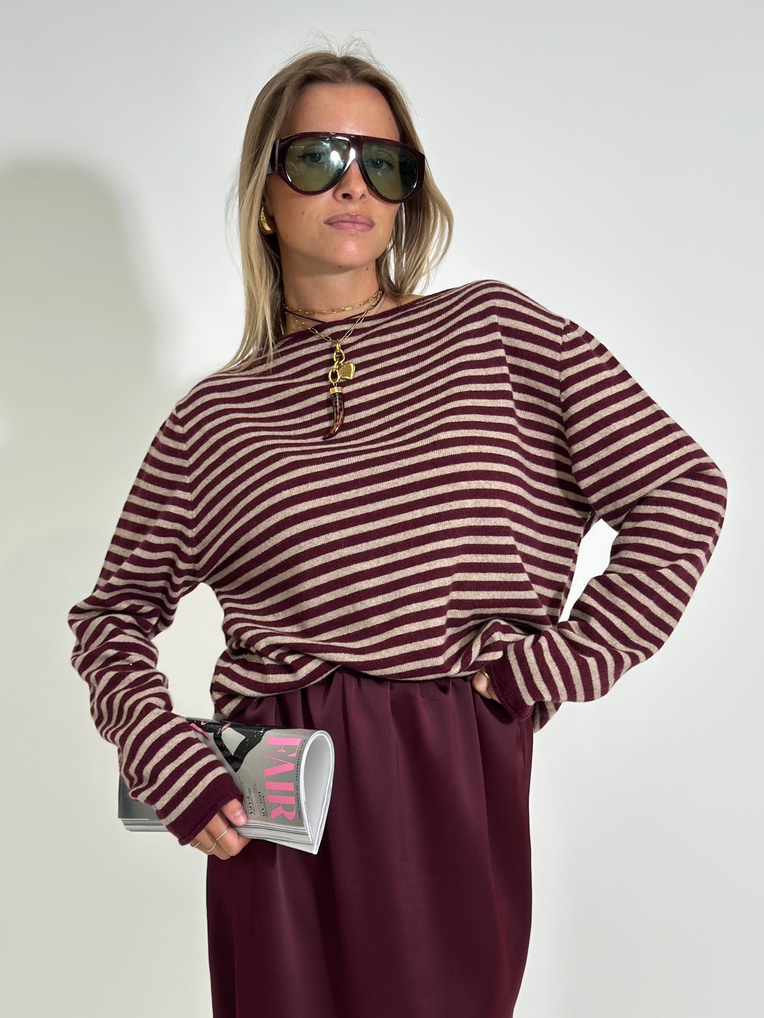 Maglia cashmere blend 6631 BURGUNDY