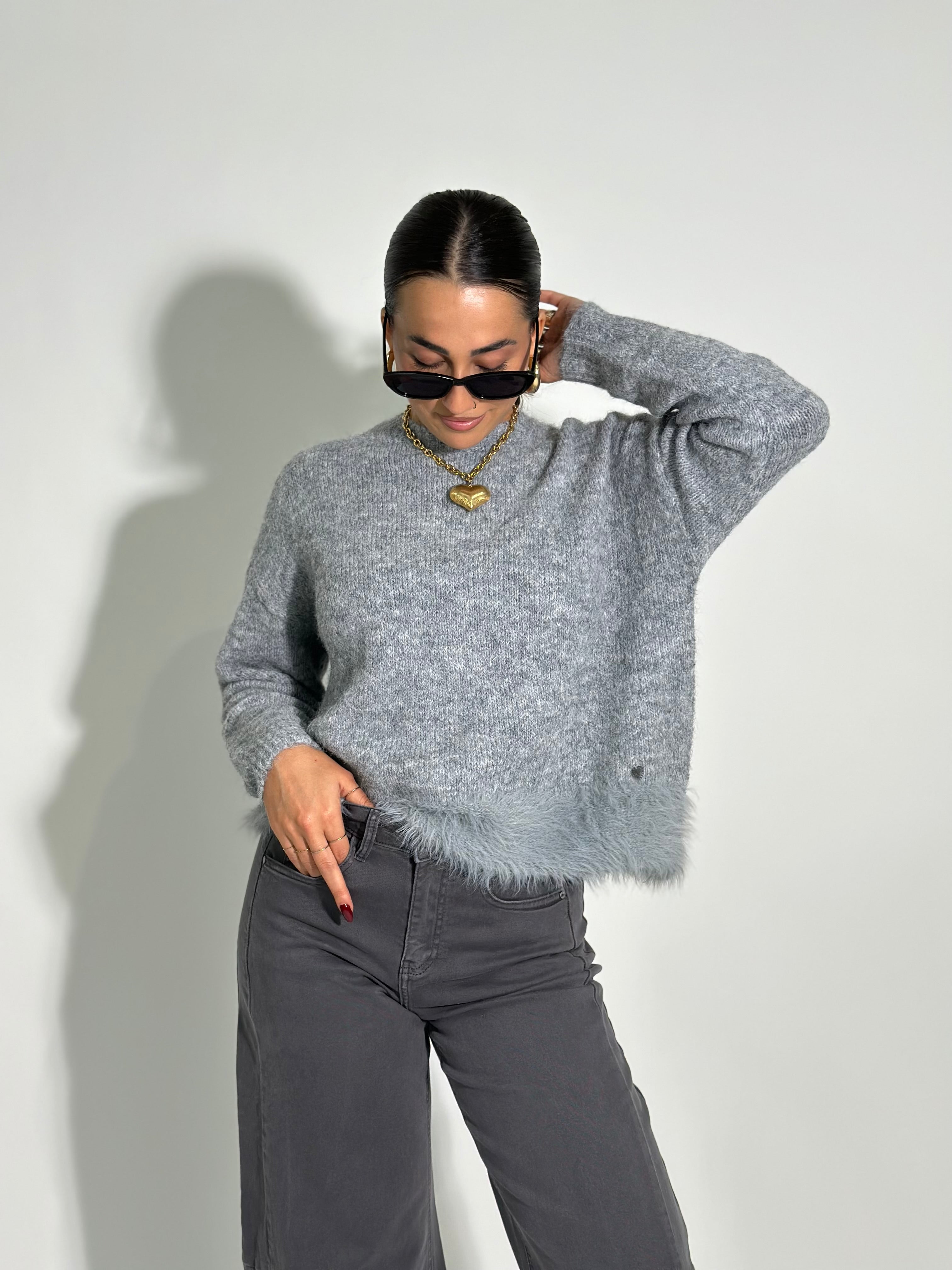 Maglia mohair J28133 GRIGIO