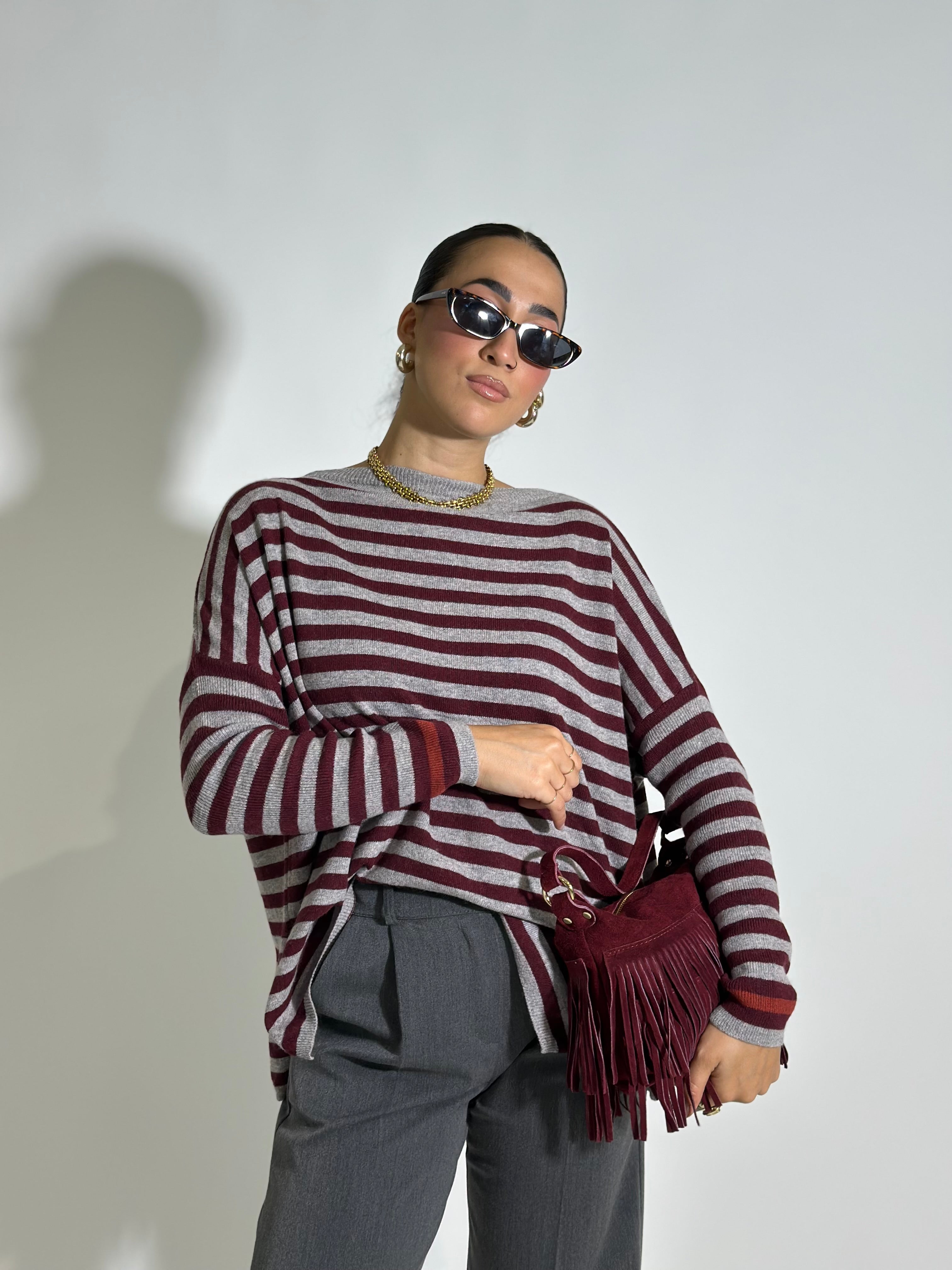 Maglia cashmere blend riga 10225 GRIGIO