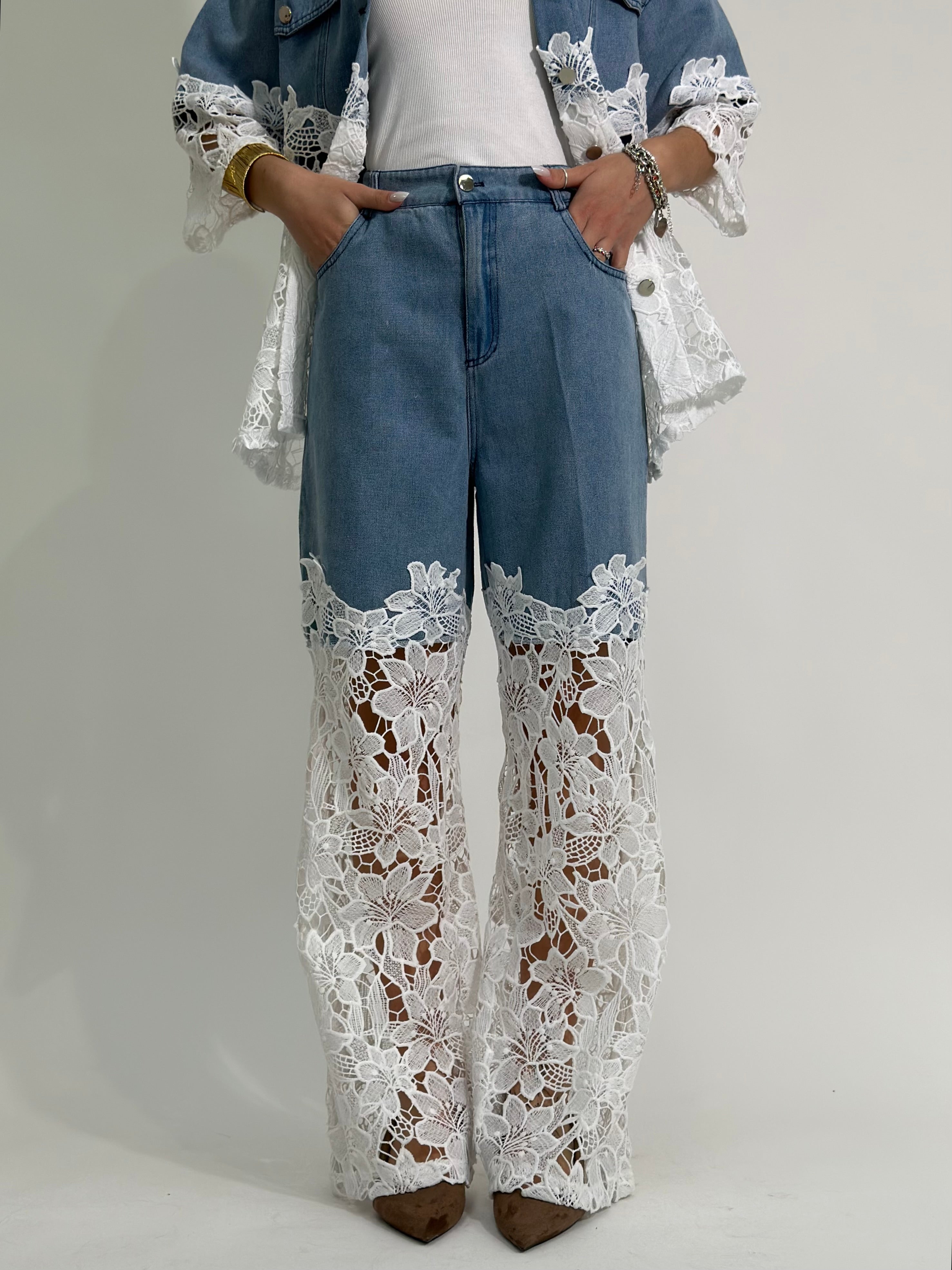 Completo denim e pizzo 97191 BLU LIGHT