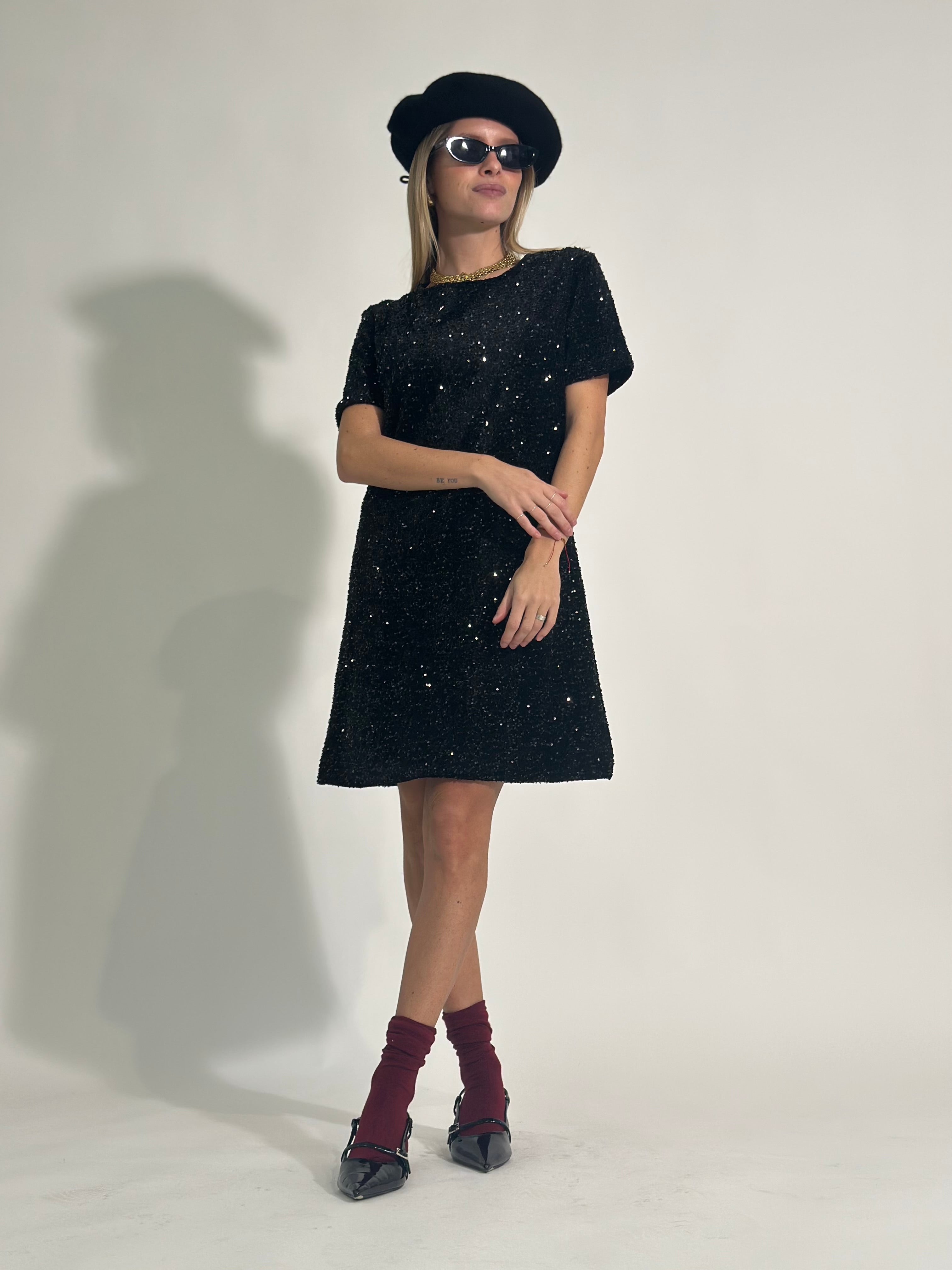 Abito paillettes 75524 NERO