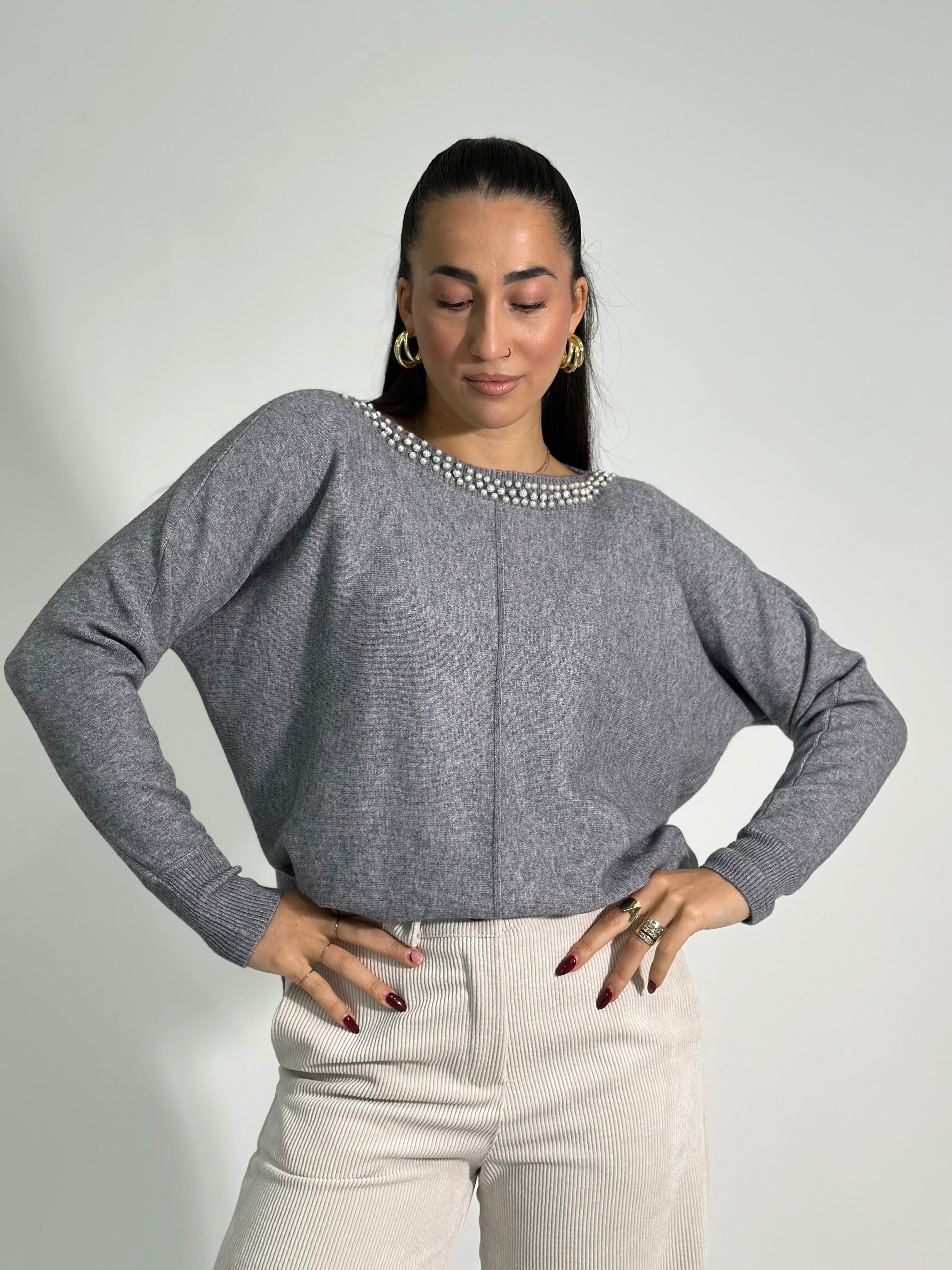 Maglia collo perle 60628 3+1 OMAGGIO