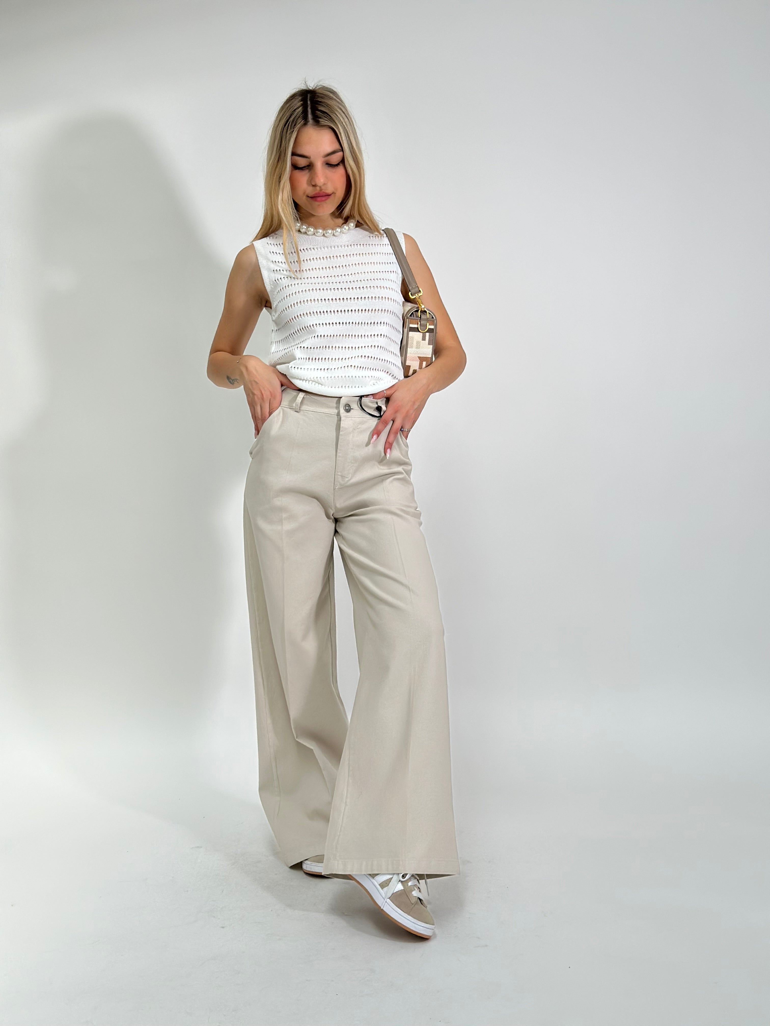 Pantalone nido d'ape A059 ECRU