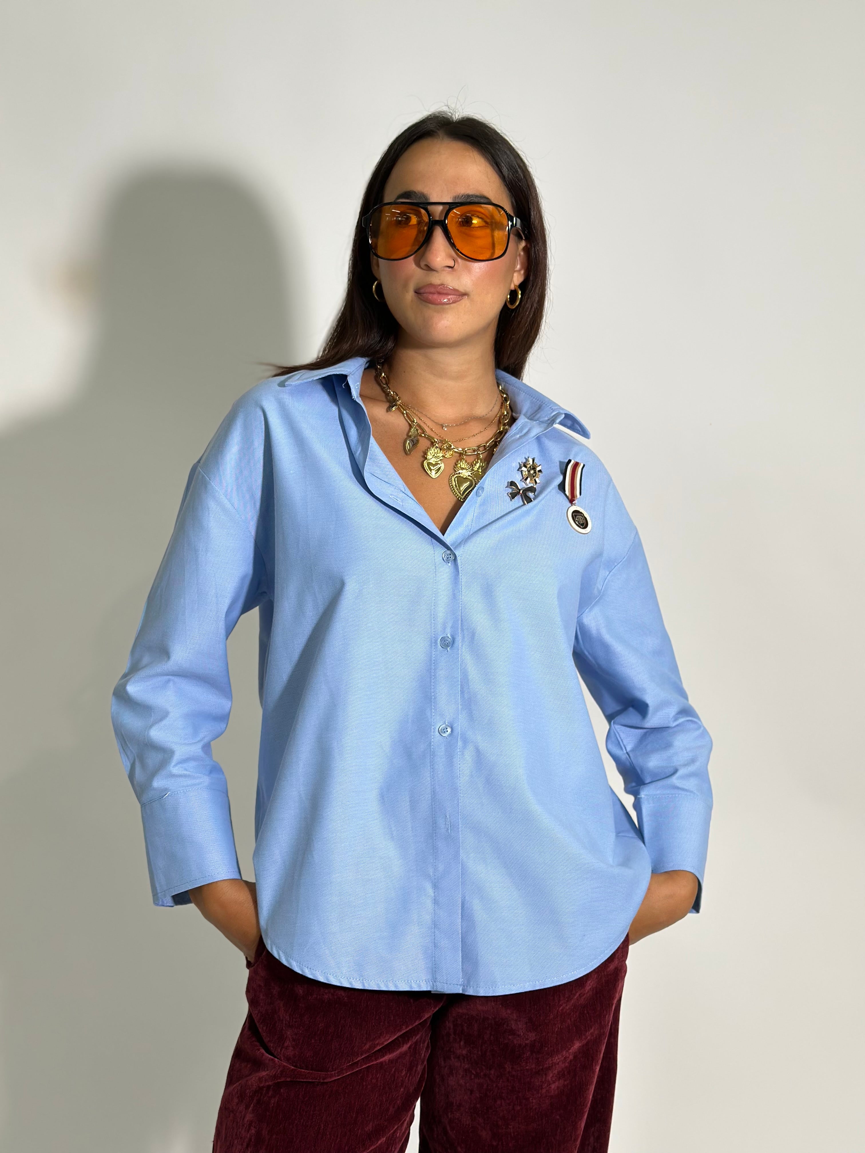 Camicia spille 707 AZZURRO