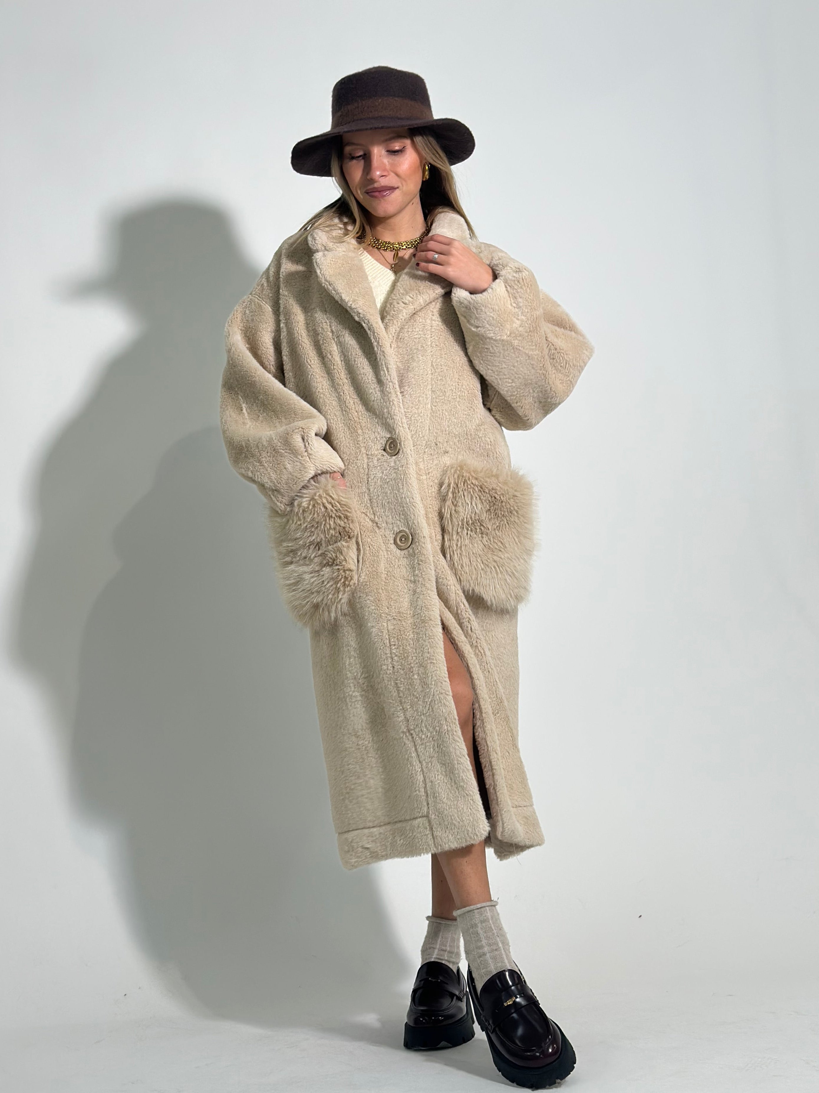 Cappotto fluffy 23028 BEIGE