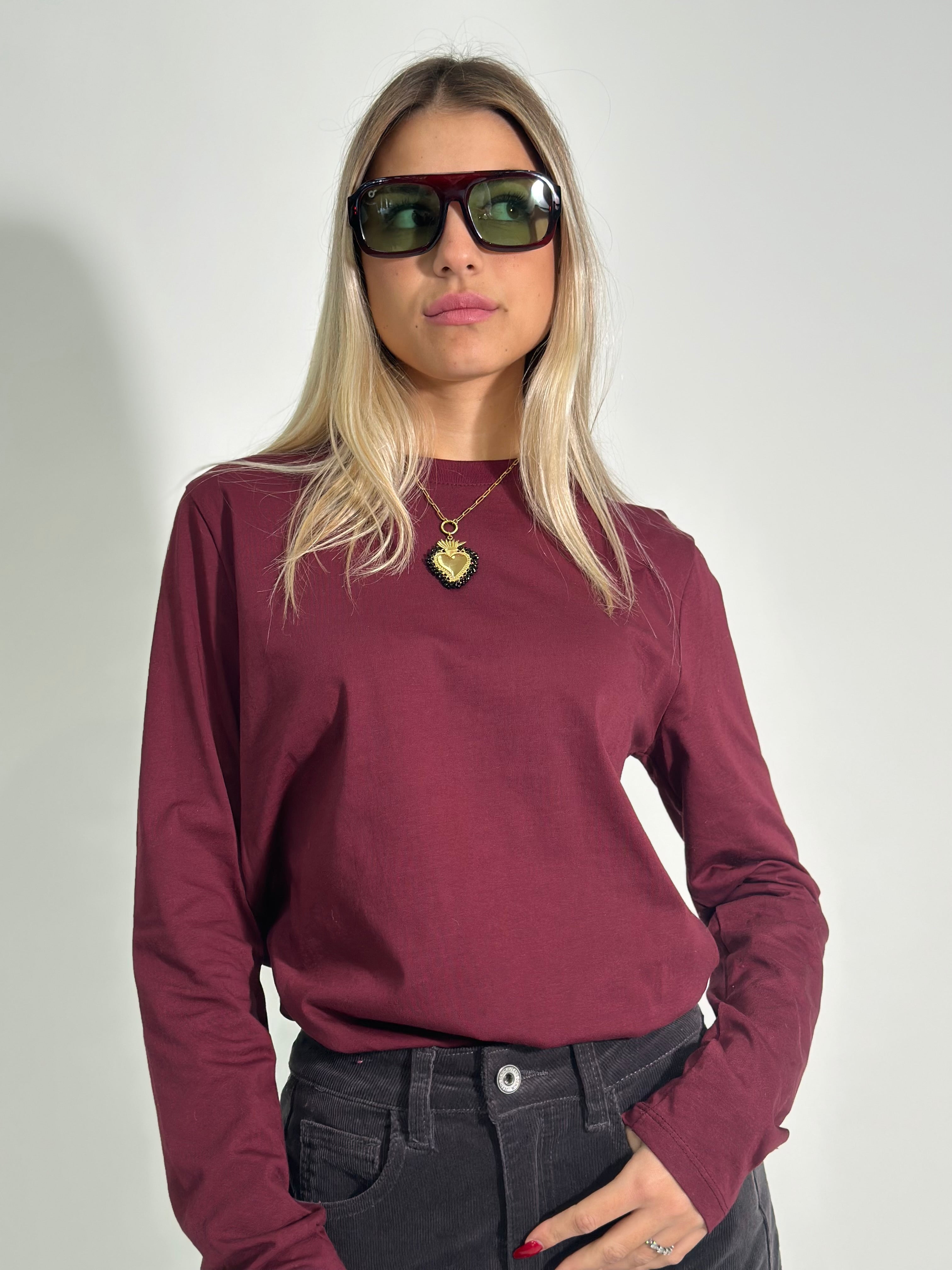 Maglia Girocollo Lumina  L8157 BURGUNDY
