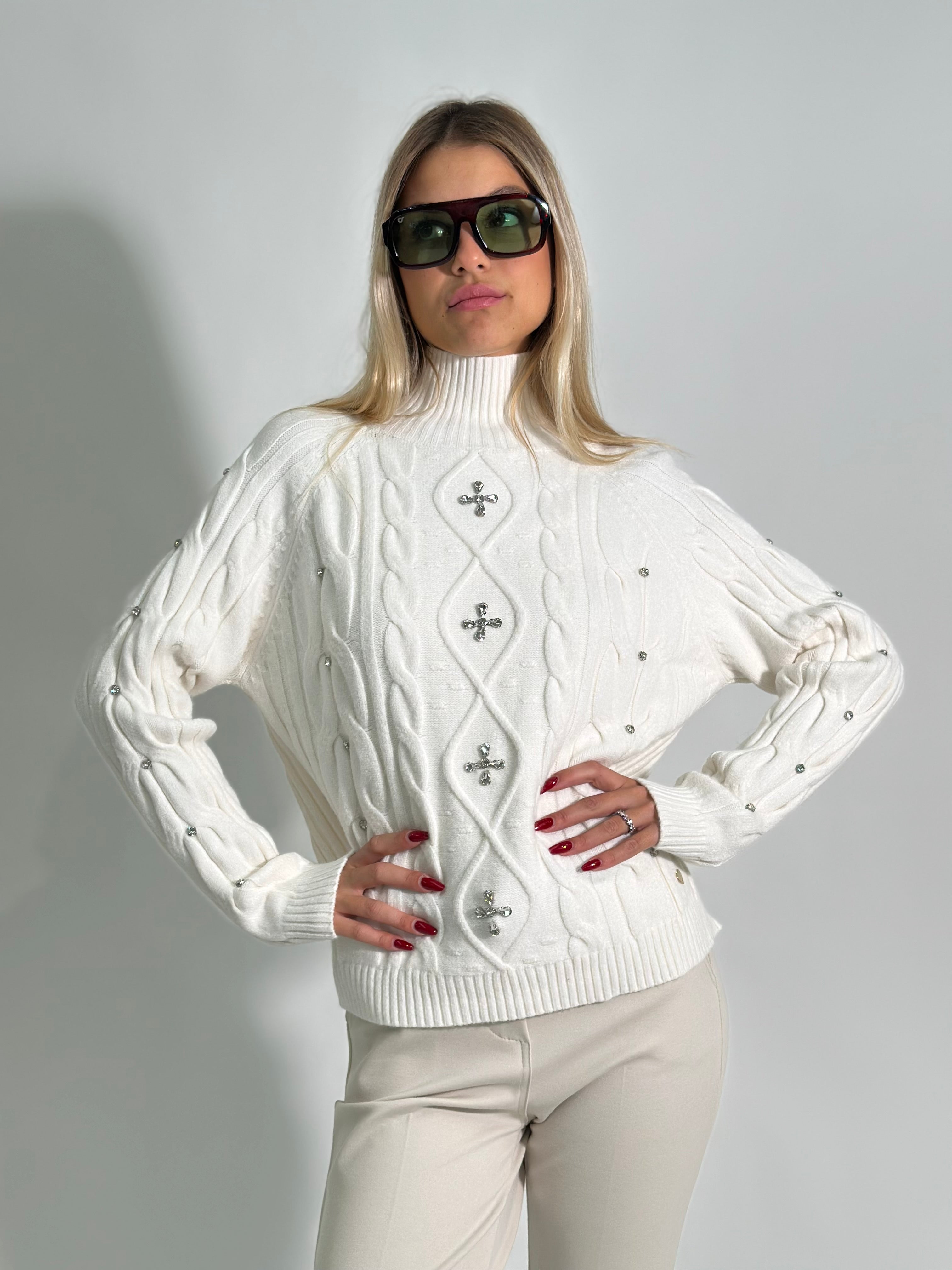 Maglia strass J28080 PANNA