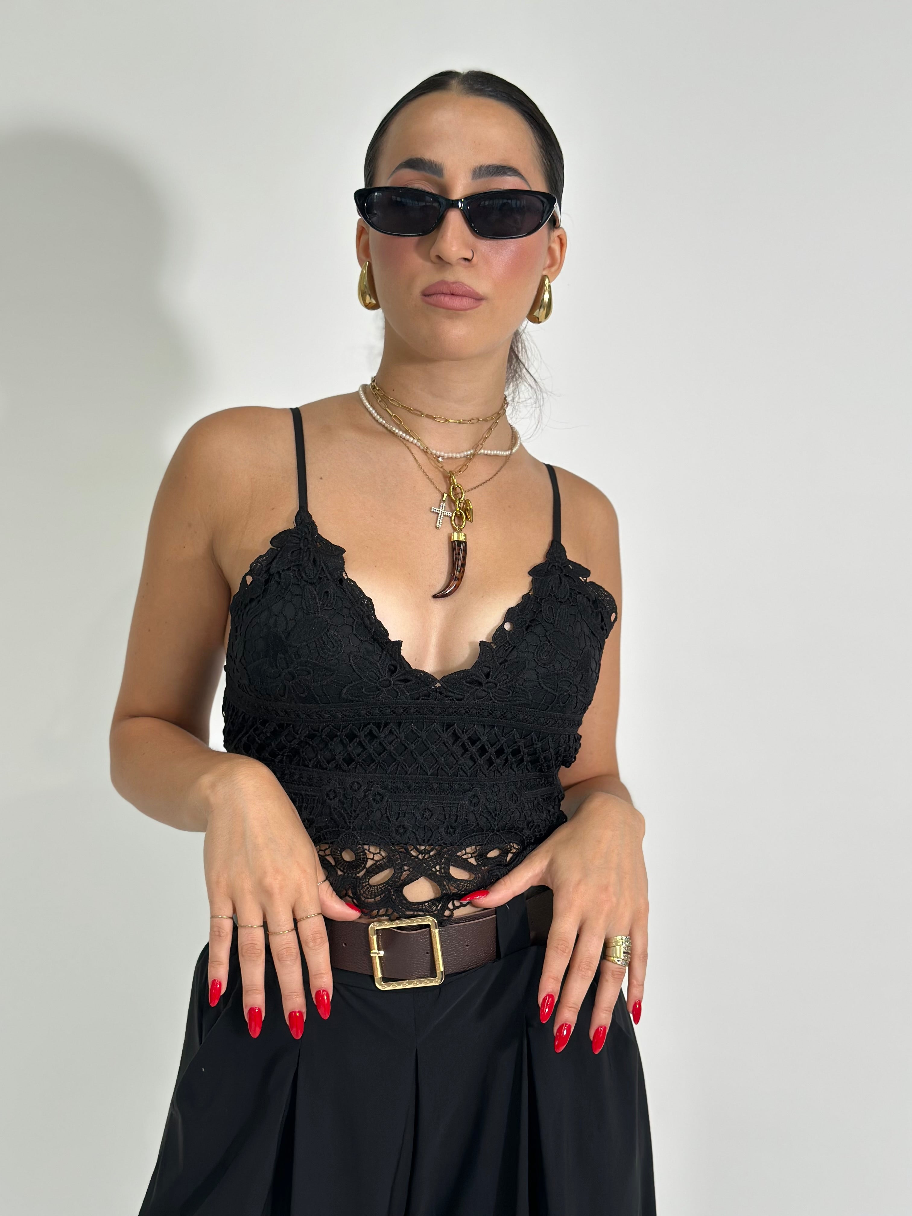Top macramè 18099 NERO