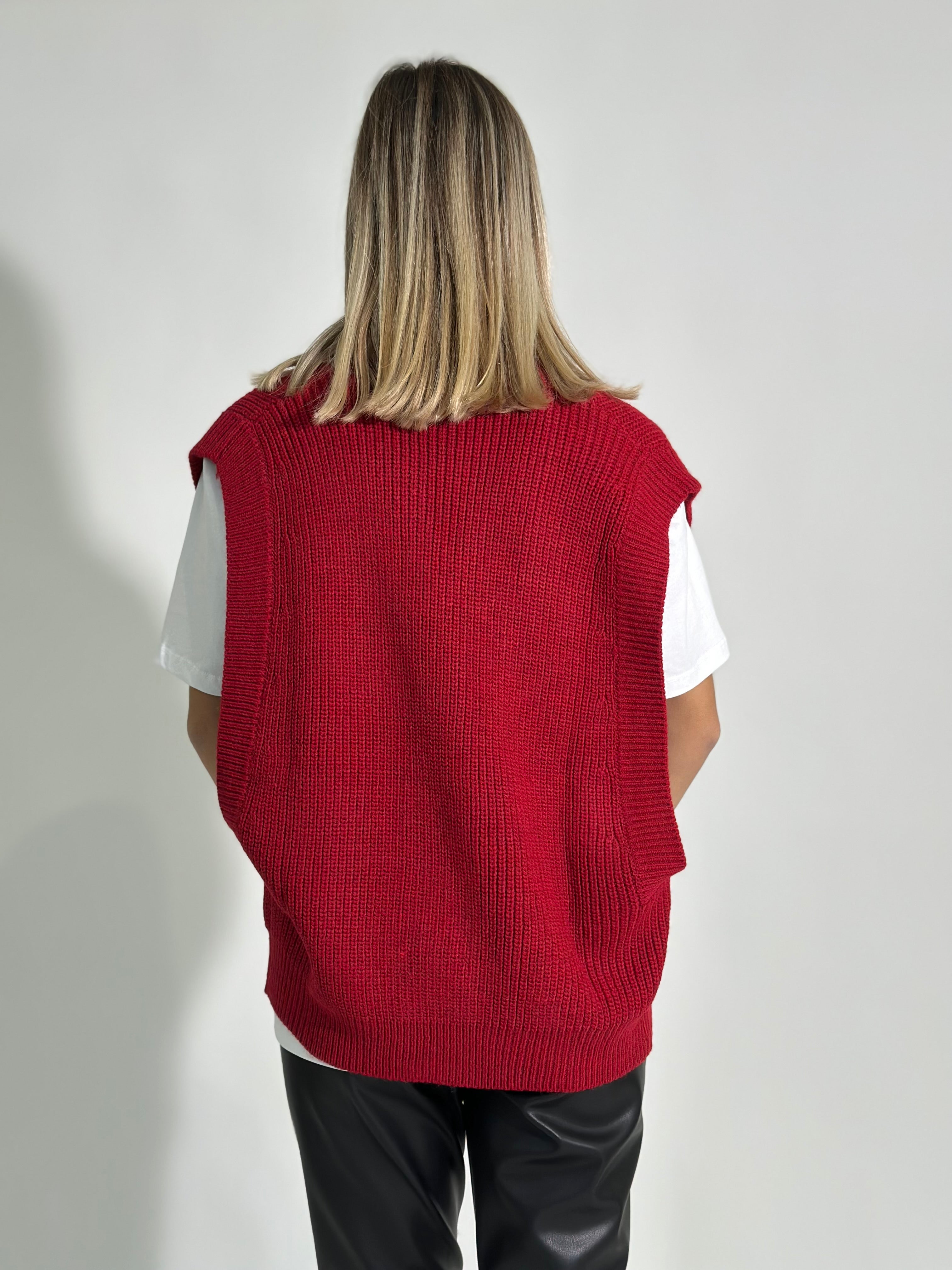 Gilet bottone nero 22138 ROSSO