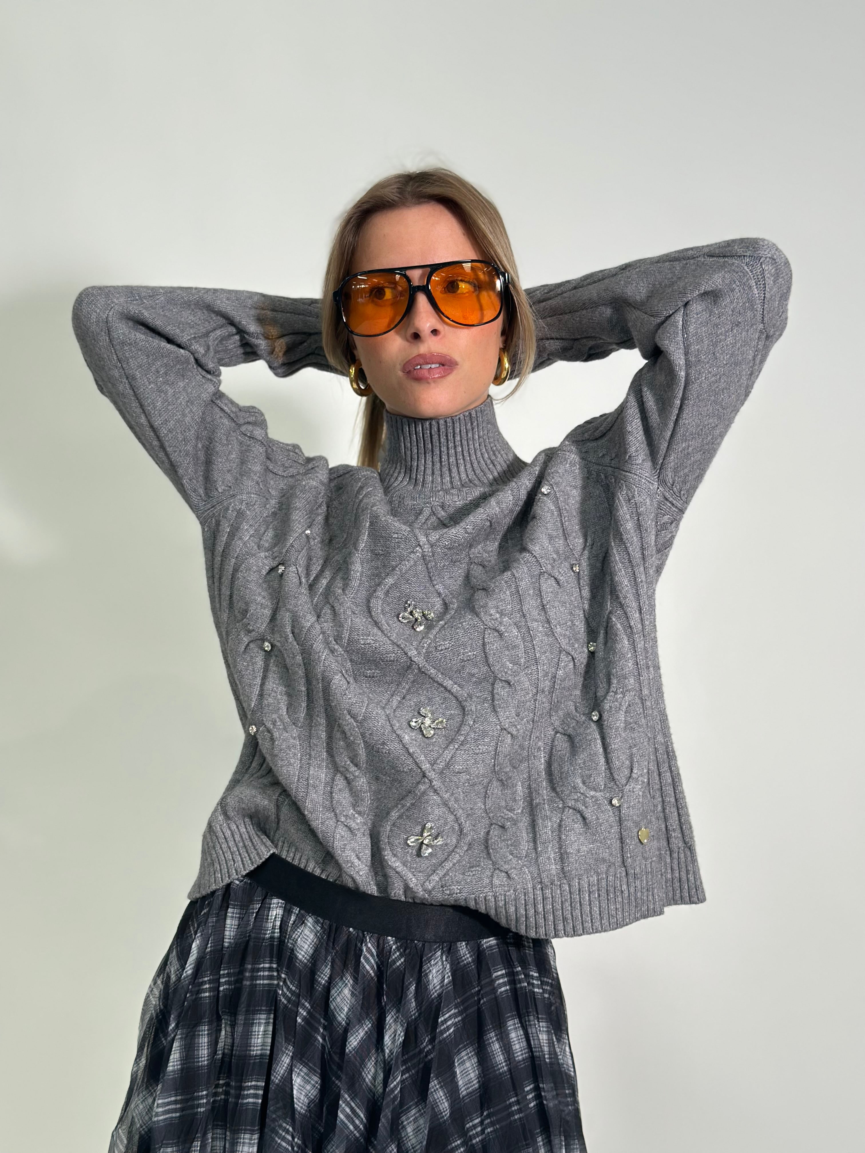 Maglia strass J28080 GRIGIO