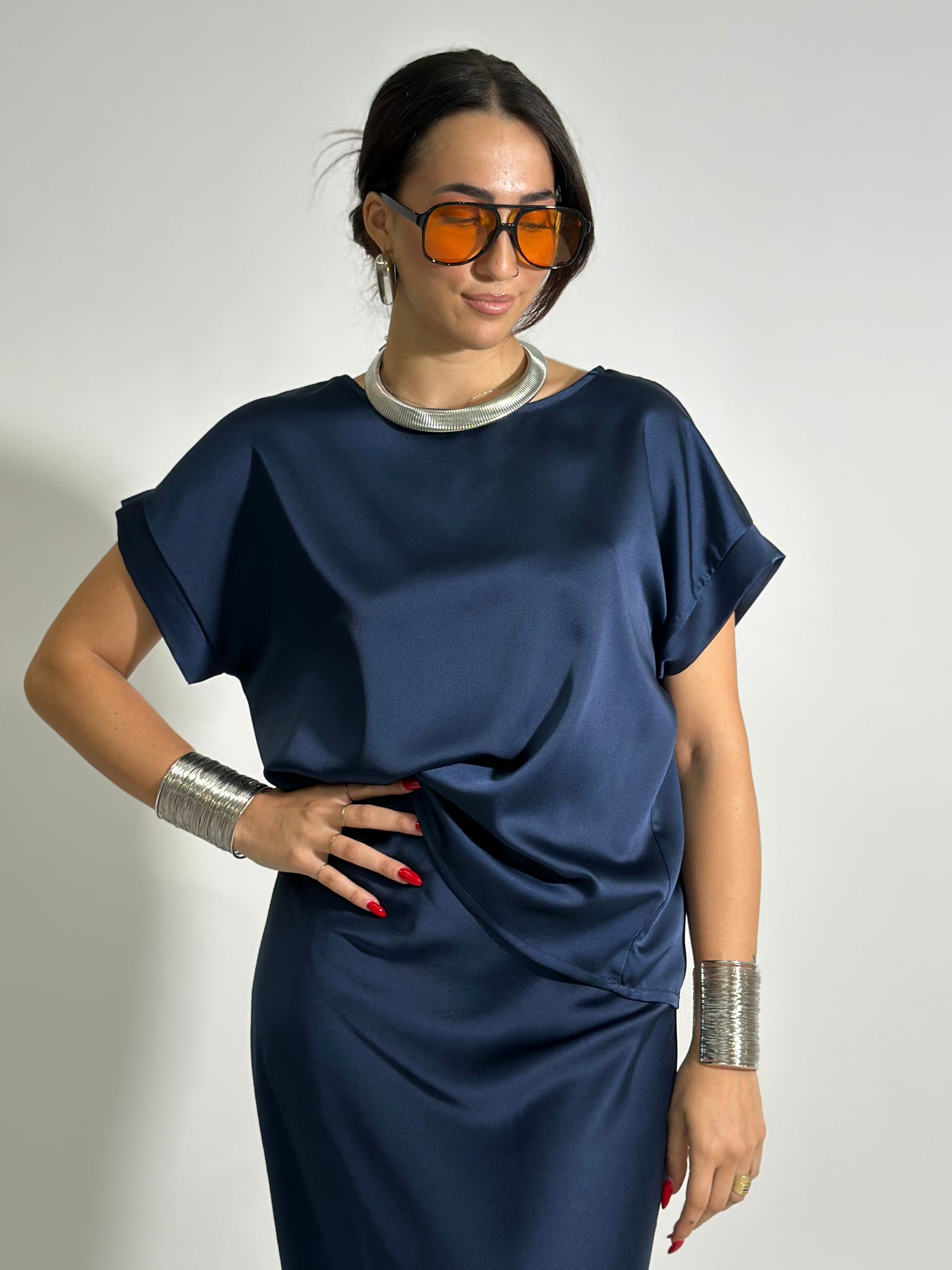 Camicia satin 1588 BLU