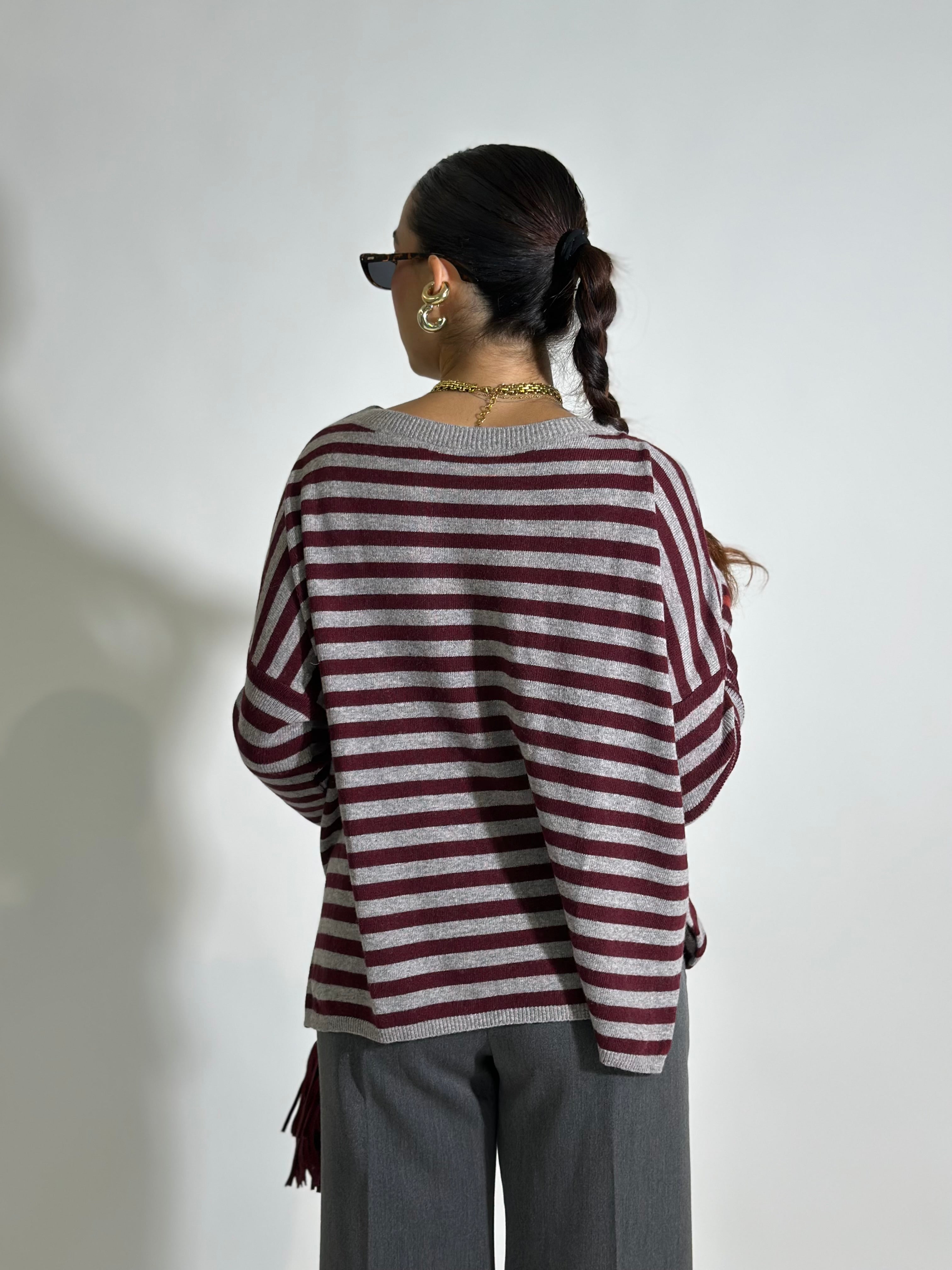 Maglia cashmere blend riga 10225 GRIGIO