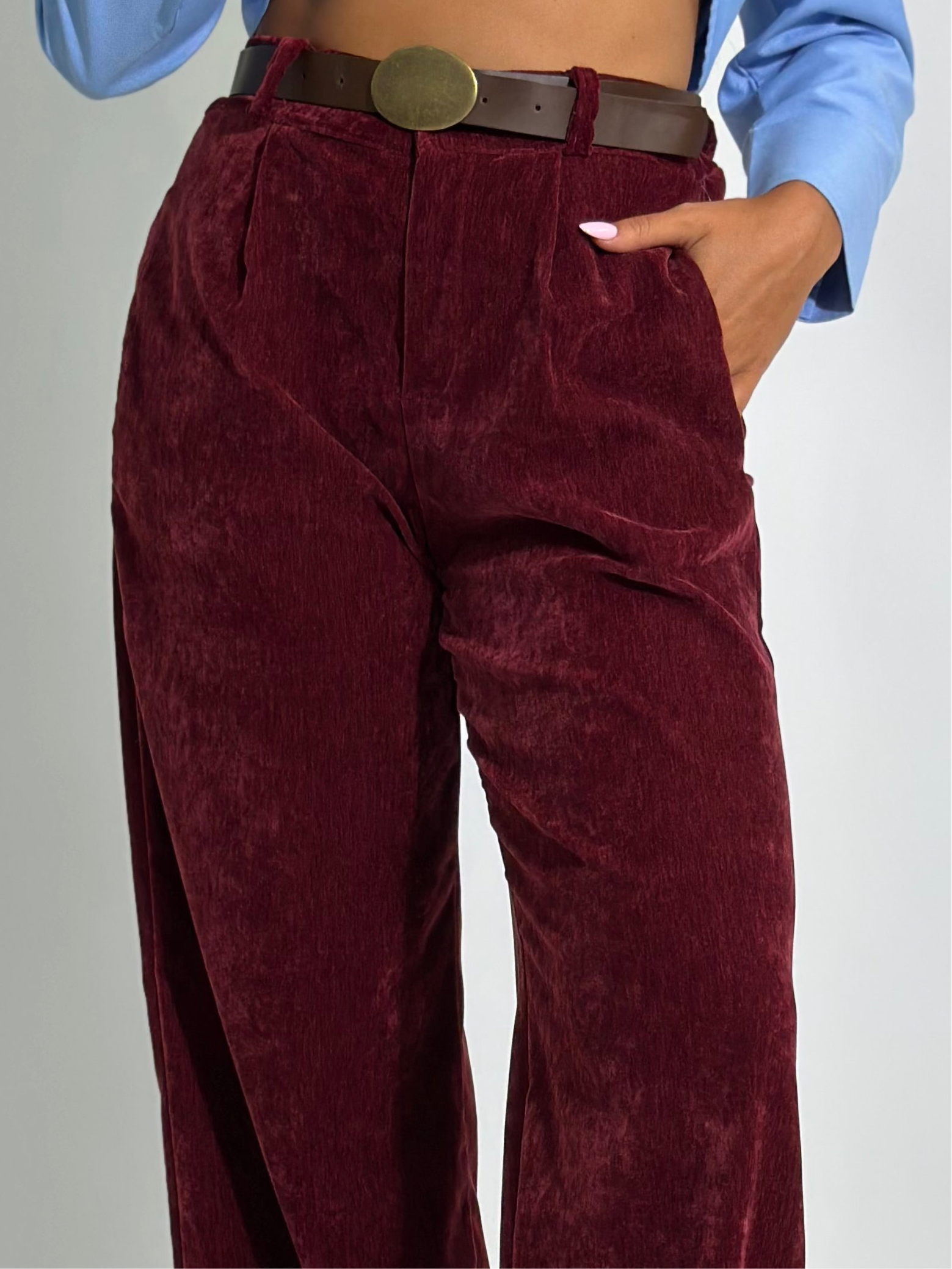 Pantalone velour 80026 BORDO'