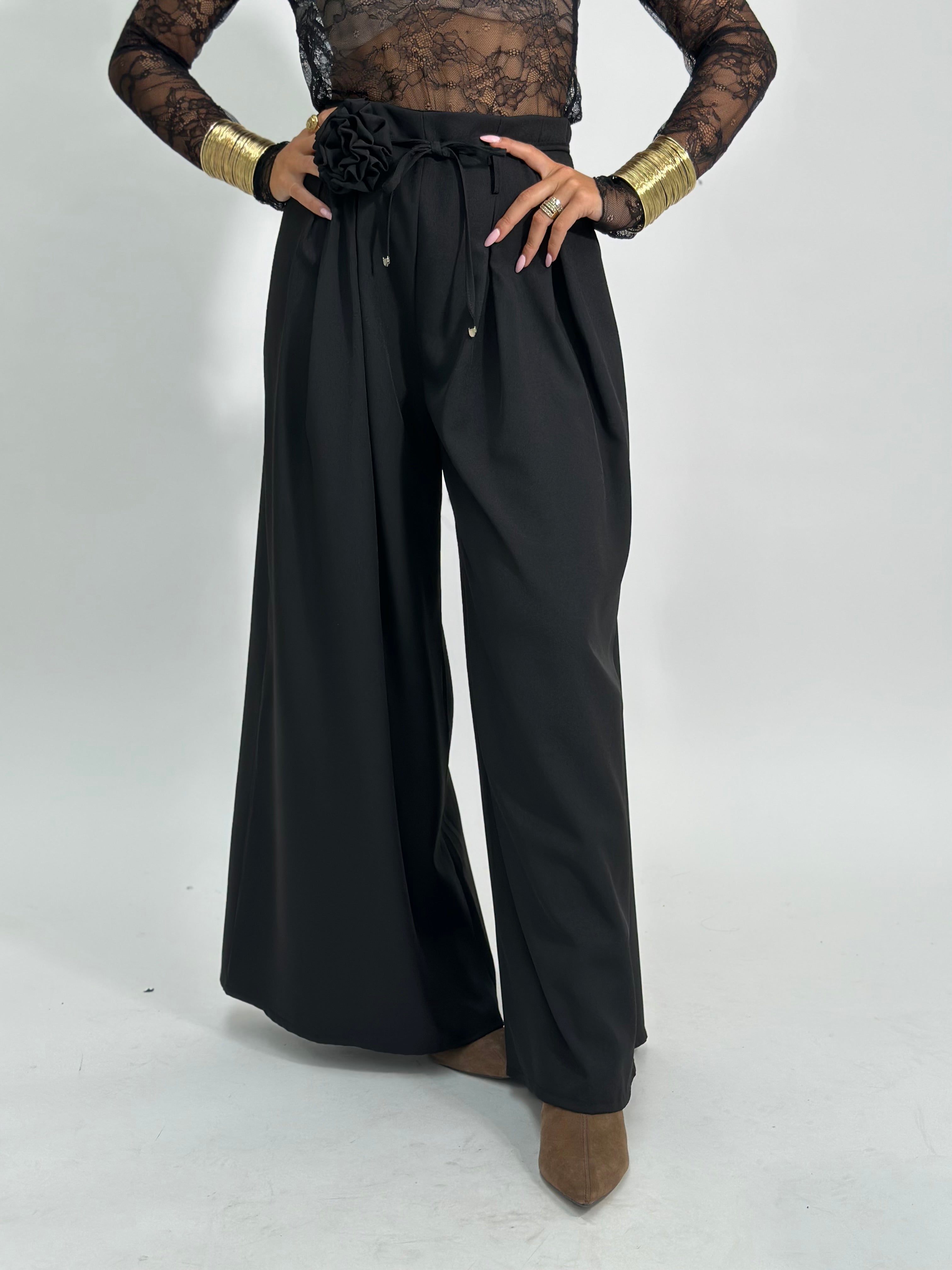 Pantalone fiore 25603 NERO