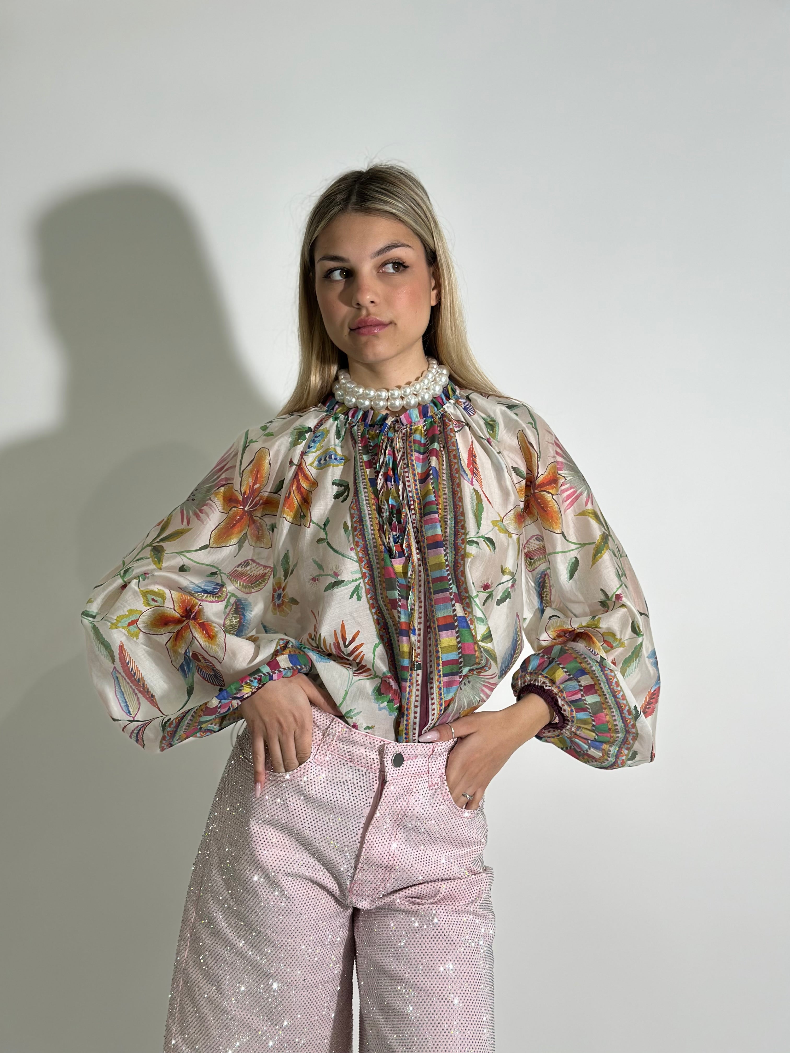 Camicia over fiori R01796
