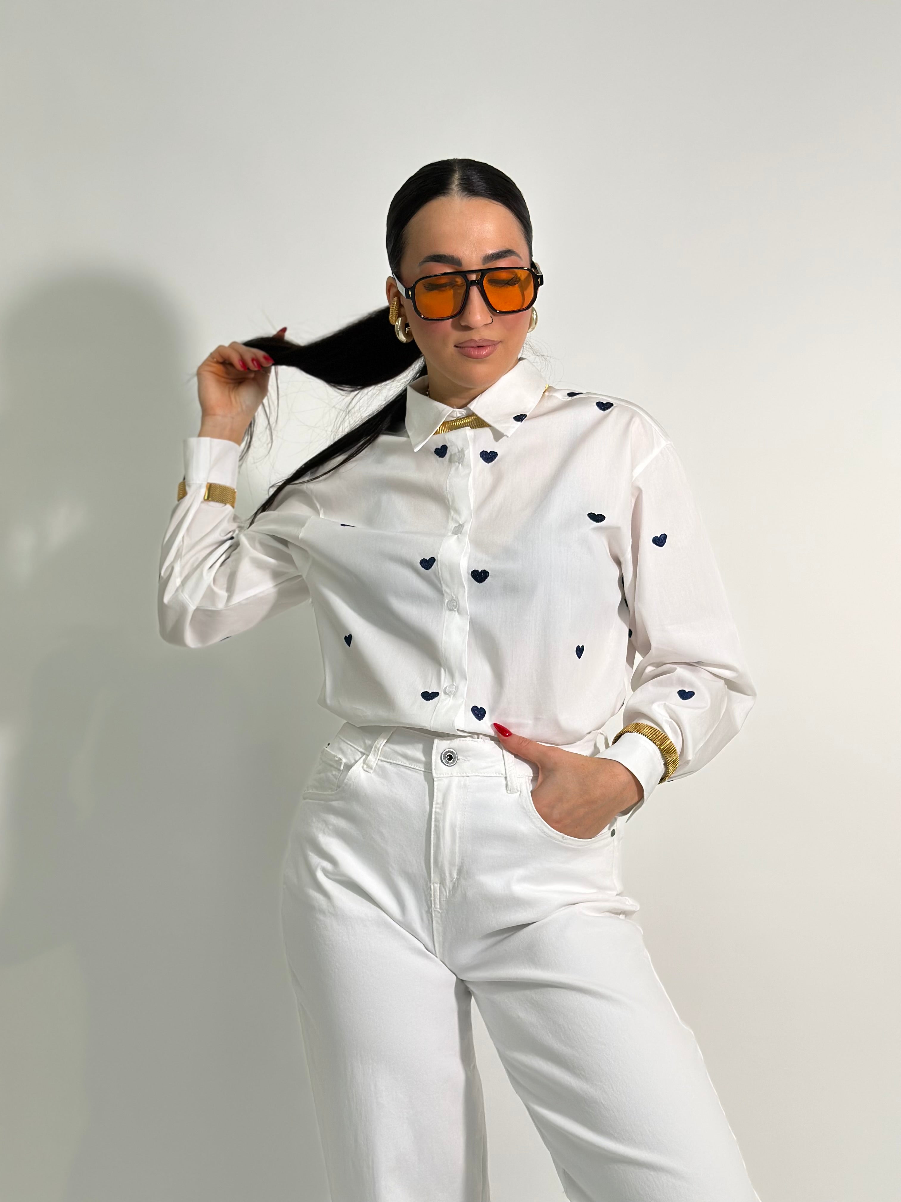 Camicia cuori HQ045 BLU