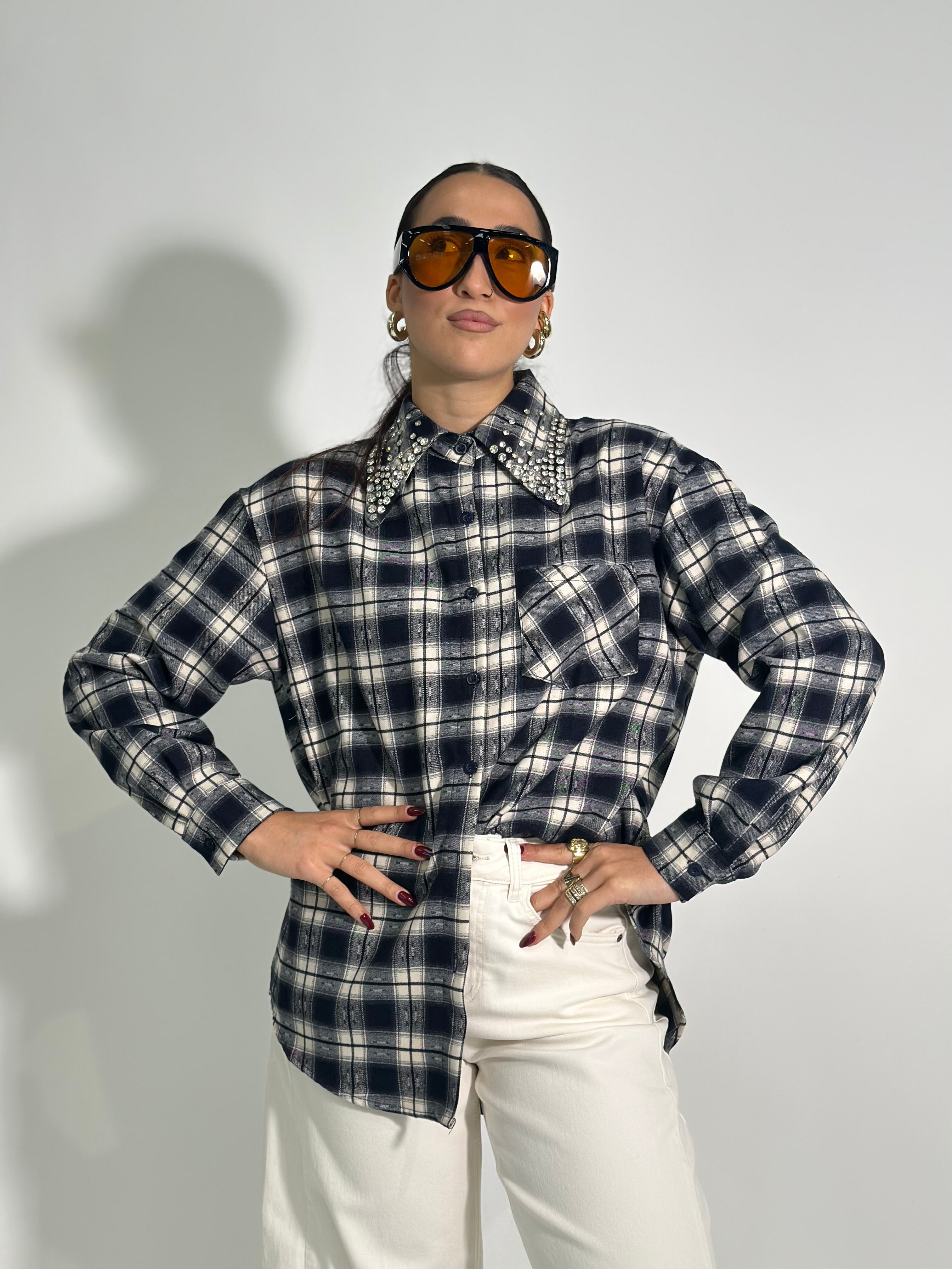 Camicia collo cristalli 2531 BLU