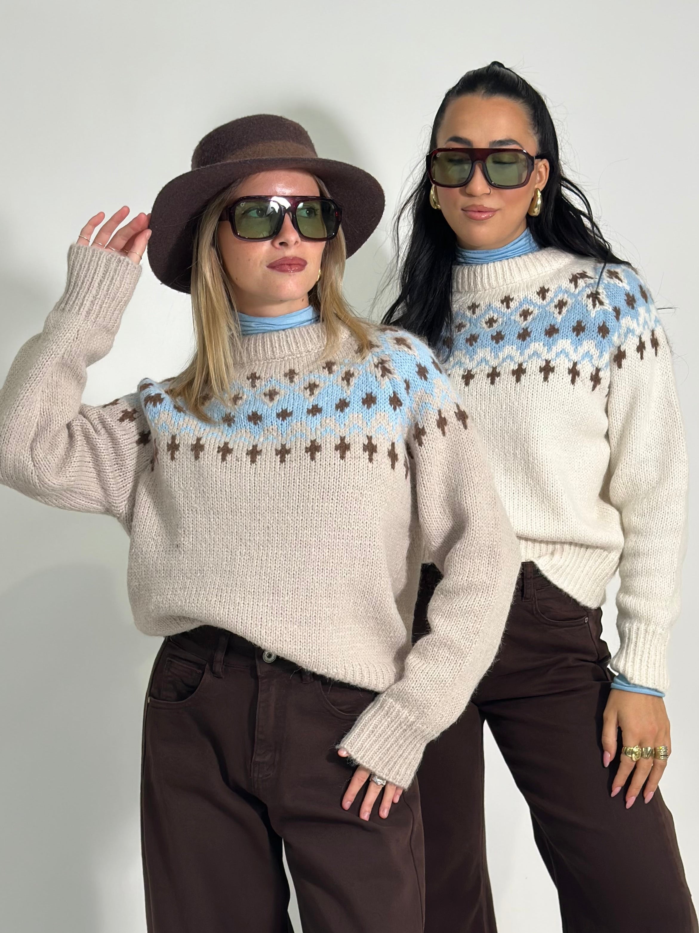 Maglia intarsio L3651 ECRU