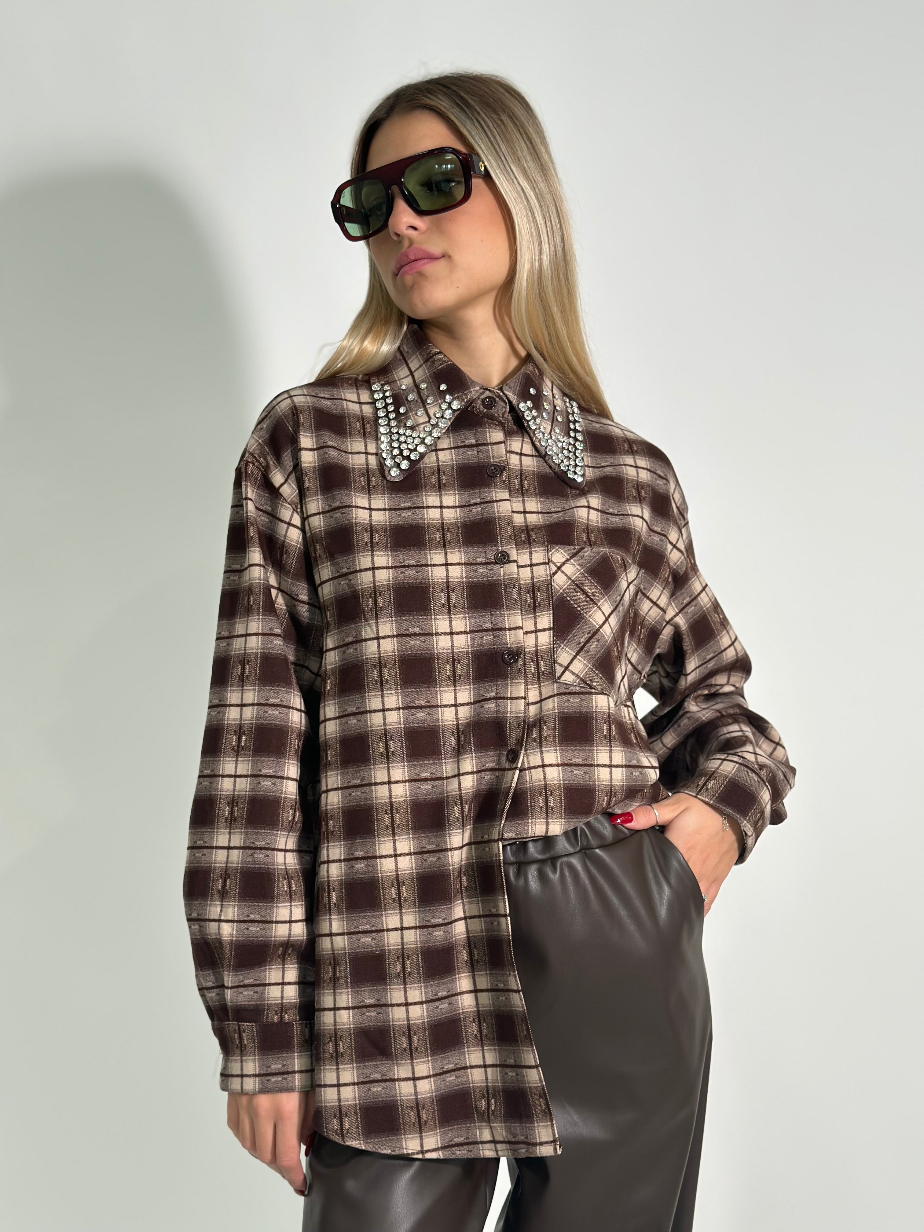 Camicia collo cristalli 2531 MORO